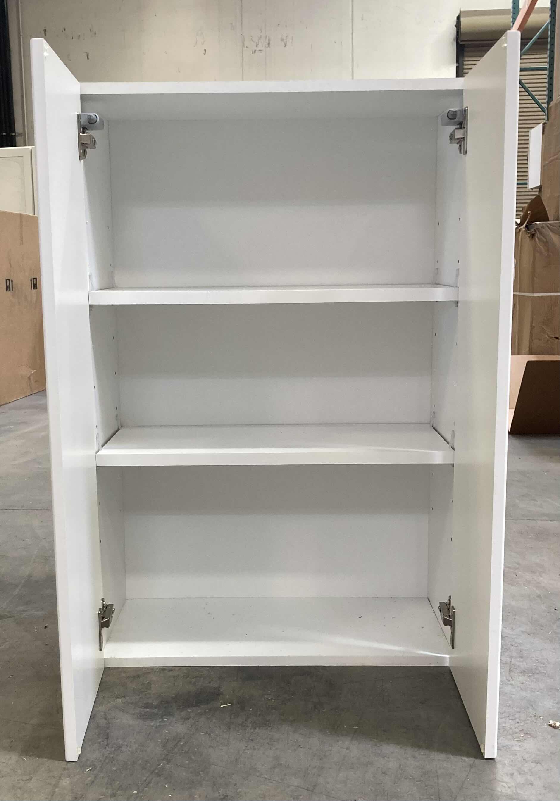 Photo 2 of LEEDO WHITE SATIN 2 DOOR 2 SHELF WALL CABINET 24” X 12” H36”