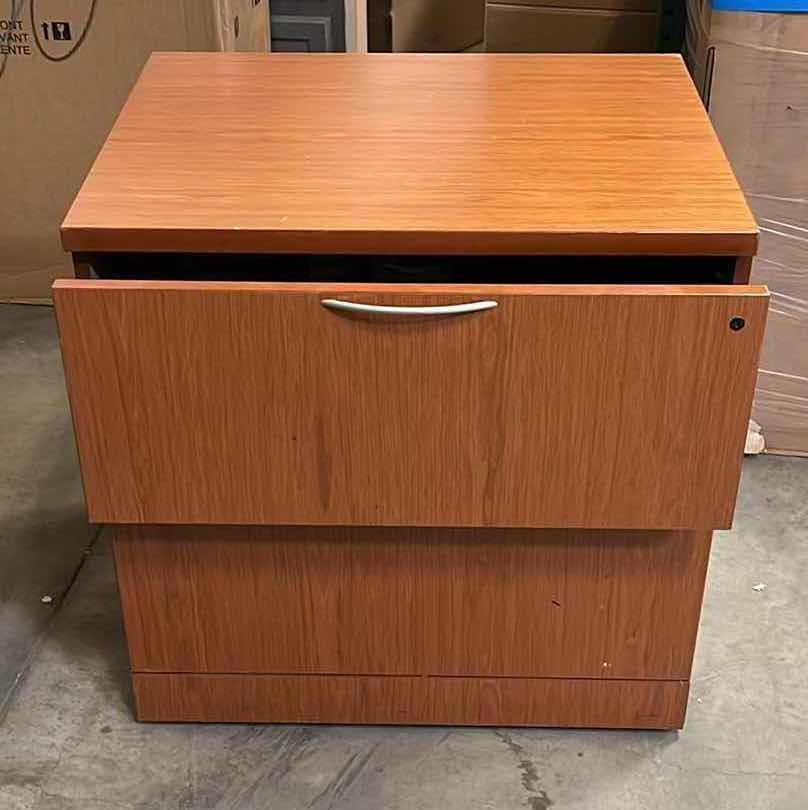 Photo 2 of KNOLL REFF CHERRY FINISH 2 DRAWER FILING CABINET 30” X 24” H29.5”