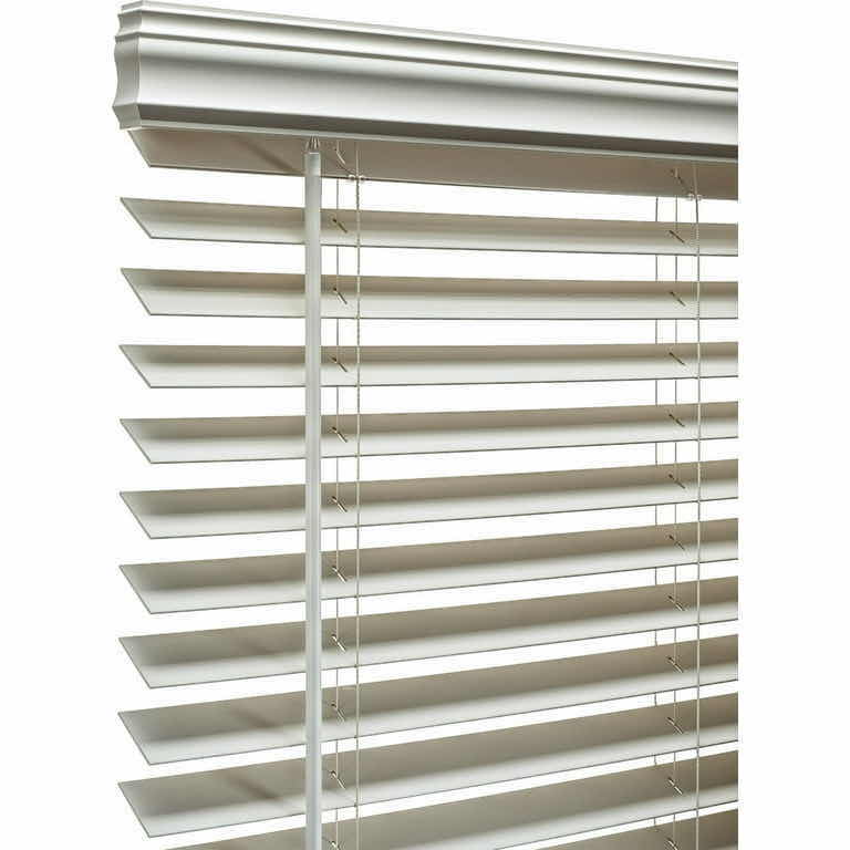 Photo 4 of A BETTER BLIND SMOOTH SNOW WHITE FINISH 2” CORDLESS FAUXWOOD BLINDS W 3” CROWN VALANCE (SET OF 2) 31” X 60”