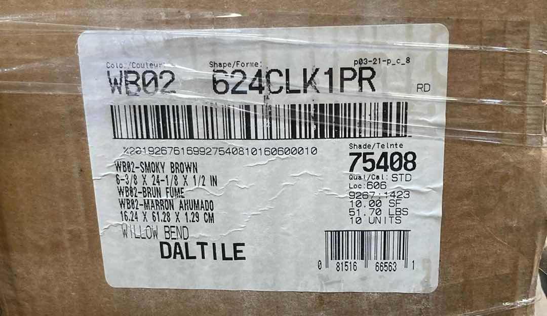 Photo 3 of DALTILE WILLOW BEND SMOKY BROWN WOOD FINISH SNAP IN CLICK MATTE CERAMIC TILE 6” X 24” (10SQFT PER CASE/40CASES APPROX 400SQFT TOTAL) READ NOTES