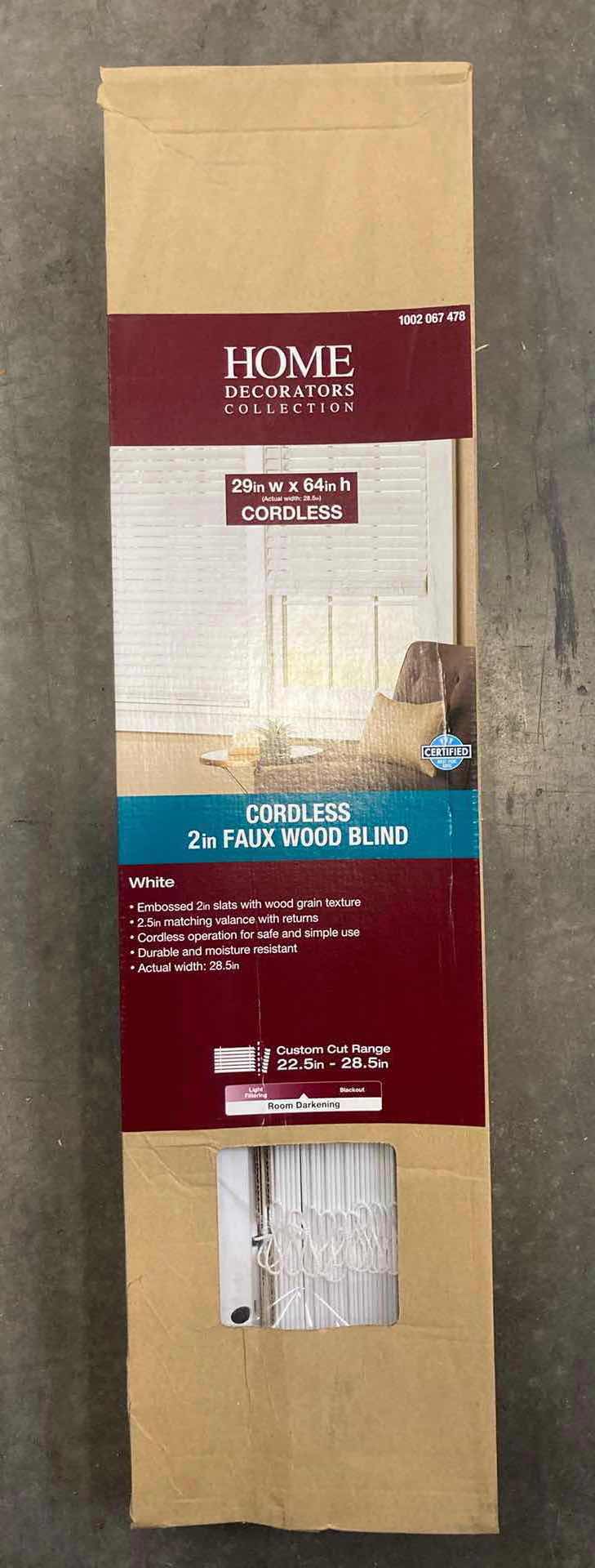 Photo 6 of HOME DECORATORS COLLECTION WHITE FAUX WOOD CORDLESS BLINDS 29” X 64” (PAIR OF 2)