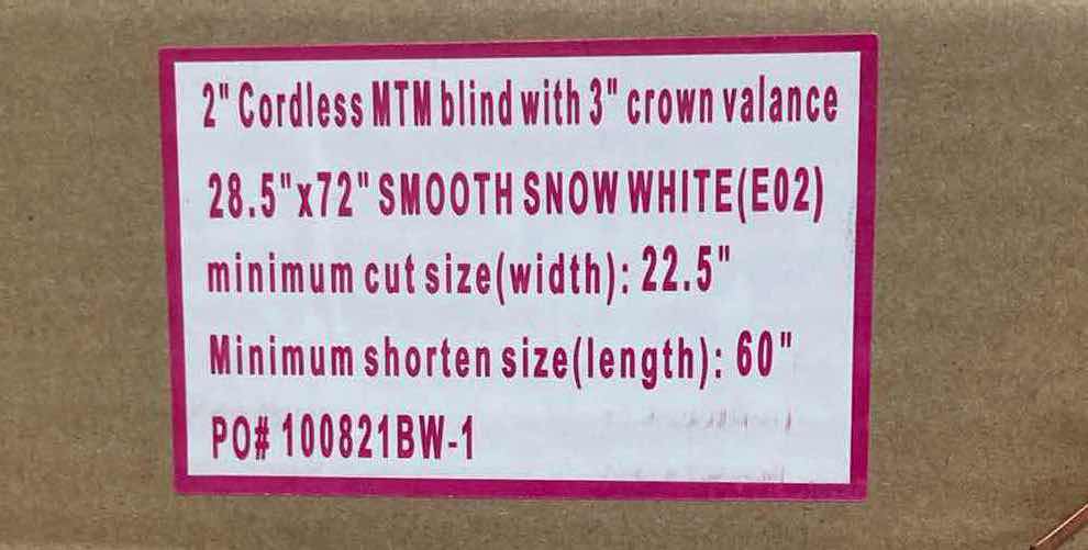 Photo 5 of A BETTER BLIND SMOOTH SNOW WHITE FINISH 2” CORDLESS FAUXWOOD BLINDS W 3” CROWN VALANCE (SET OF 2) 28.5” X 72”