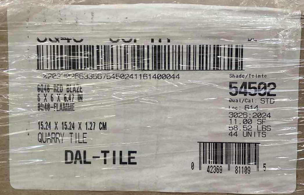 Photo 3 of DALTILE QUARRY TILE RED BLAZE FINISH CERAMIC MATTE TILE 6” X 6” (11SQFT PER CASE/18CASES APPROX 198SQFT TOTAL) READ NOTES