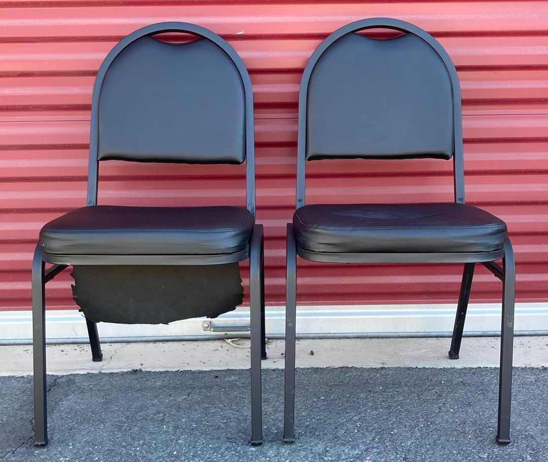 Photo 1 of BOSS BLACK CARESOFT VINYL BANQUET ARMLESS CHAIRS 17.5” X 19.5” H33” (2)