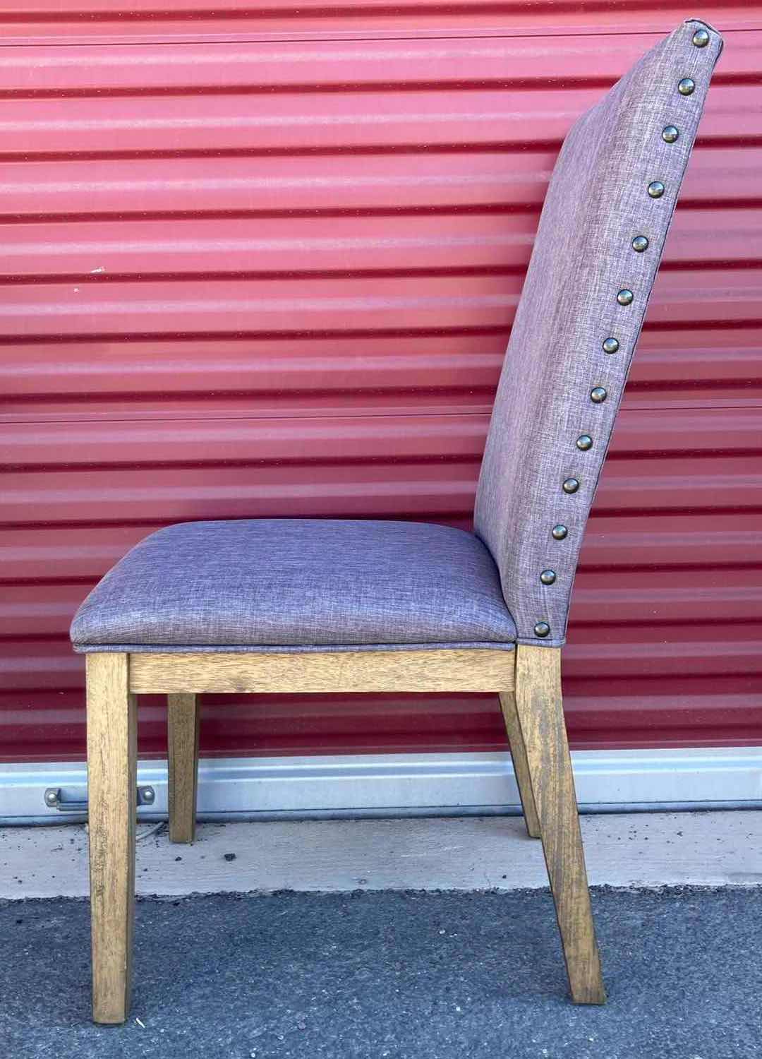 Photo 3 of NAILHEAD ACCENT GREY PARSON LINEN DINING CHAIR W RUBBERWOOD LEGS 19” X 20” H39.75”