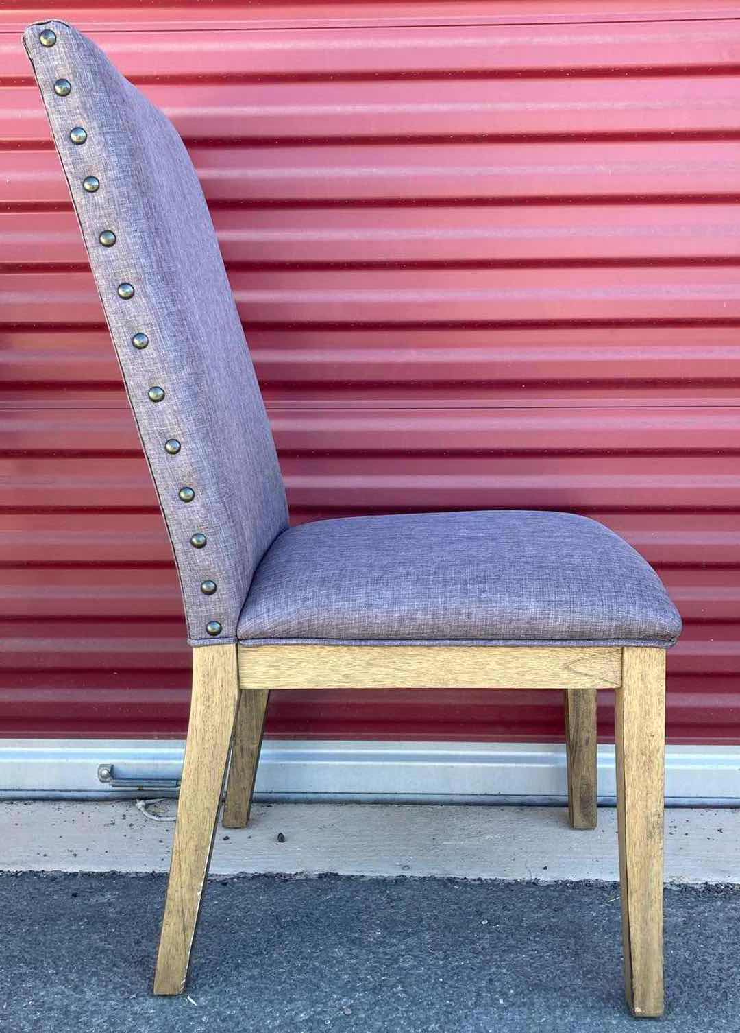 Photo 2 of NAILHEAD ACCENT GREY PARSON LINEN DINING CHAIR W RUBBERWOOD LEGS 19” X 20” H39.75”