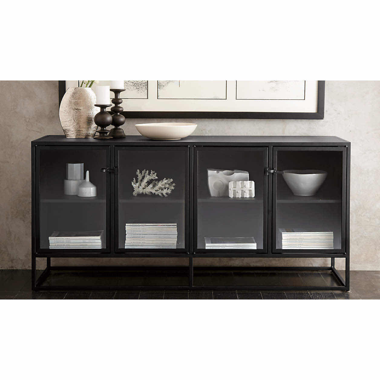 Photo 2 of CRATE & BARREL BLACK METAL FINISH CASEMENT LARGE SIDEBOARD 66” X 23” H31”