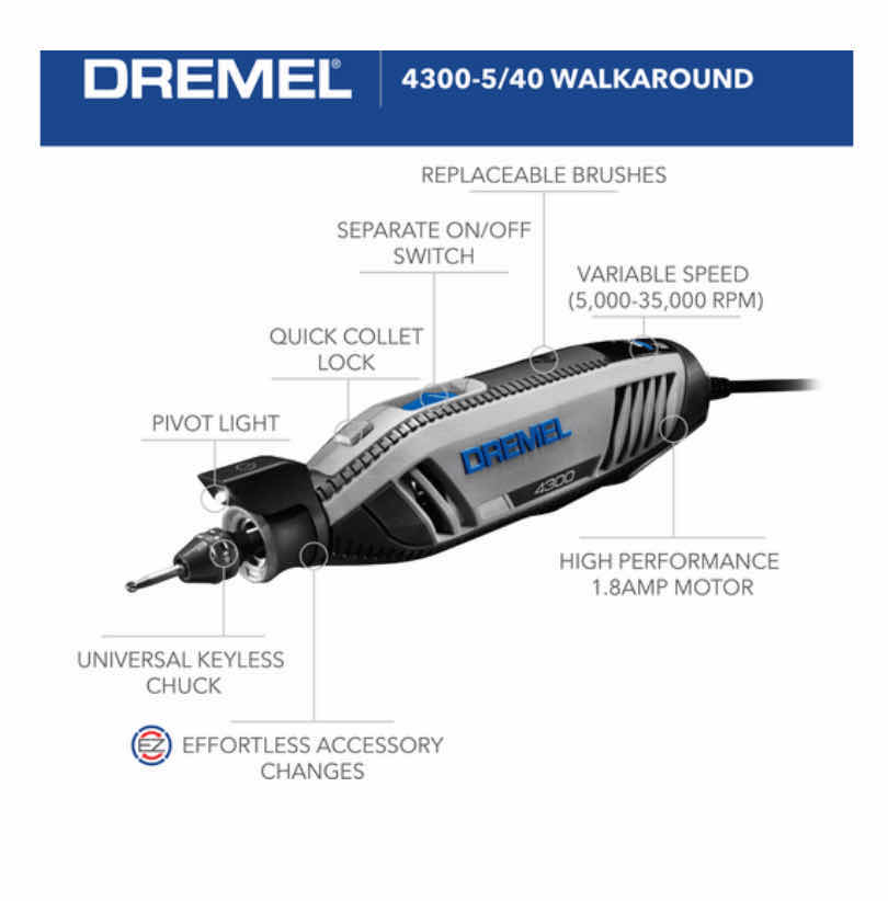 Photo 3 of DREMEL 4300-5/40 VARIABLE SPEED ROTARY TOOL W CASE