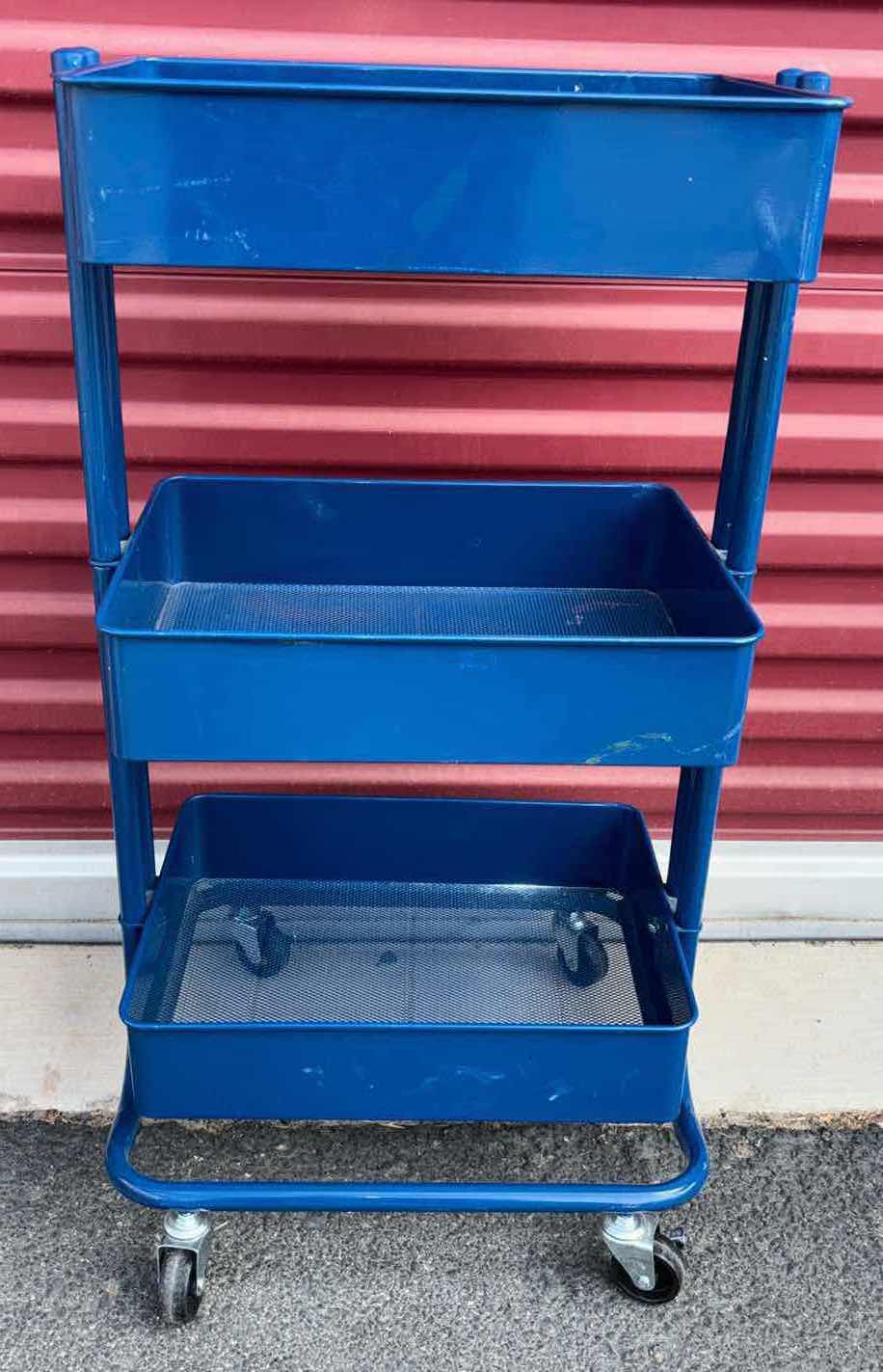 Photo 1 of 3-TIER METAL ROLLING STORAGE CART 15” X 17” H30.5” (ROYAL BLUE)