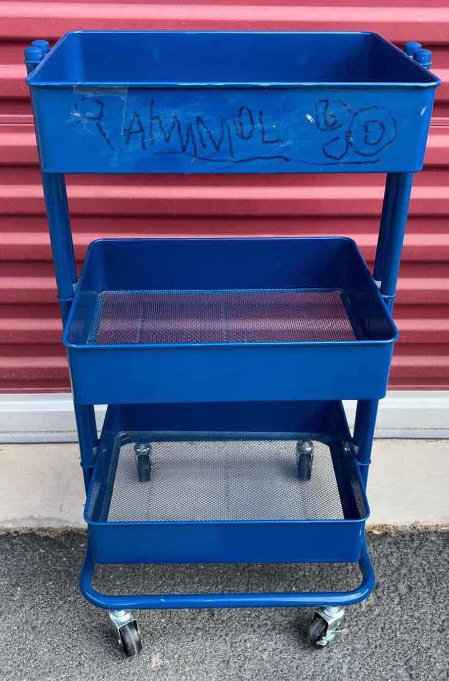 Photo 4 of 3-TIER METAL ROLLING STORAGE CART 15” X 17” H30.5” (ROYAL BLUE)