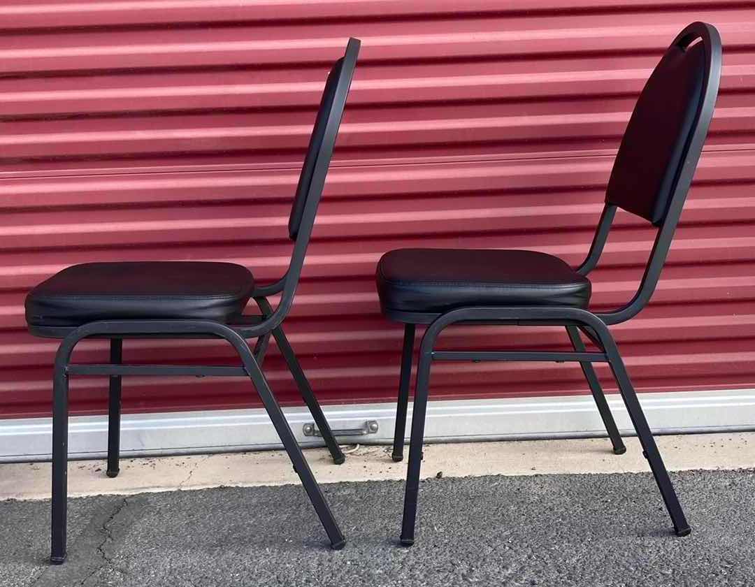 Photo 3 of BOSS BLACK CARESOFT VINYL BANQUET ARMLESS CHAIRS 17.5” X 19.5” H33” (2)