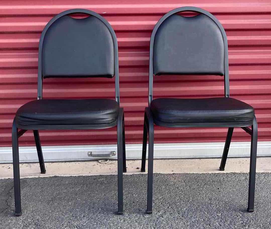 Photo 1 of BOSS BLACK CARESOFT VINYL BANQUET ARMLESS CHAIRS 17.5” X 19.5” H33” (2)