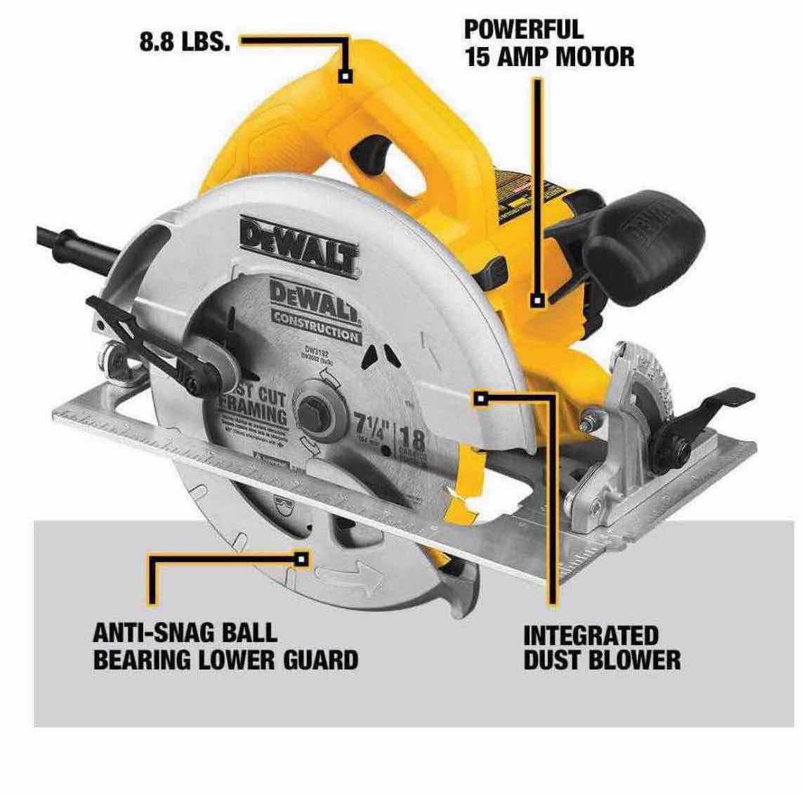 Photo 2 of DEWALT 7.25” LIGHTWEIGHT CORDED CIRCULAR SAW (DEW575)