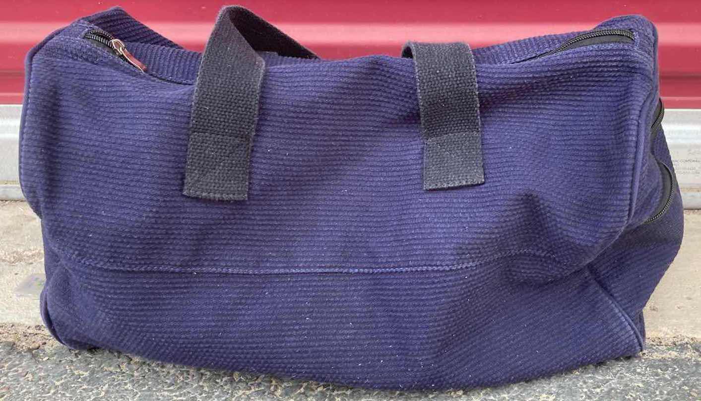 Photo 2 of VOUK LIMITED EDITION BLUE DUFFLE BAG 17” X 9.5" H10”