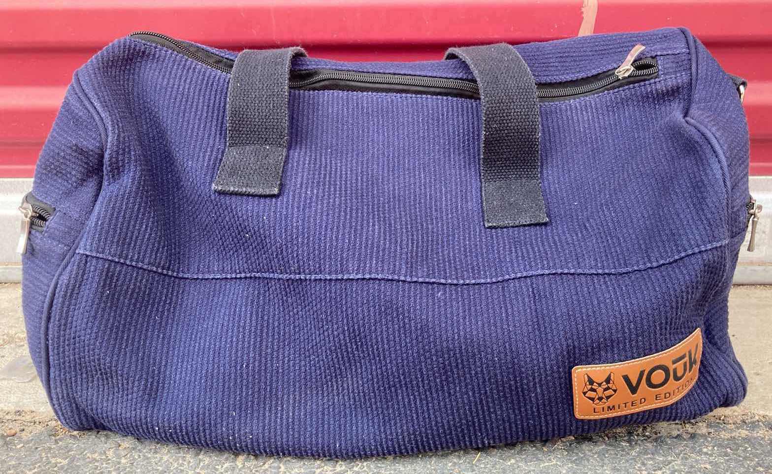 Photo 1 of VOUK LIMITED EDITION BLUE DUFFLE BAG 17” X 9.5" H10”