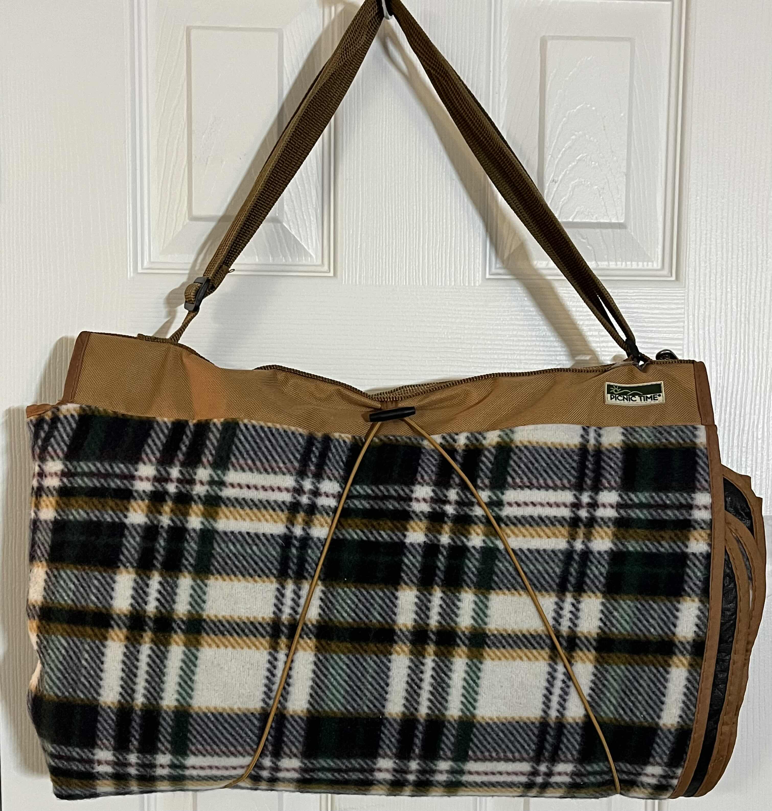 Photo 1 of PICNIC TIME WATER RESISTANT OUTDOOR XL ENGLISH PLAID BLANKET TOTE 5.9’ X 6.5’