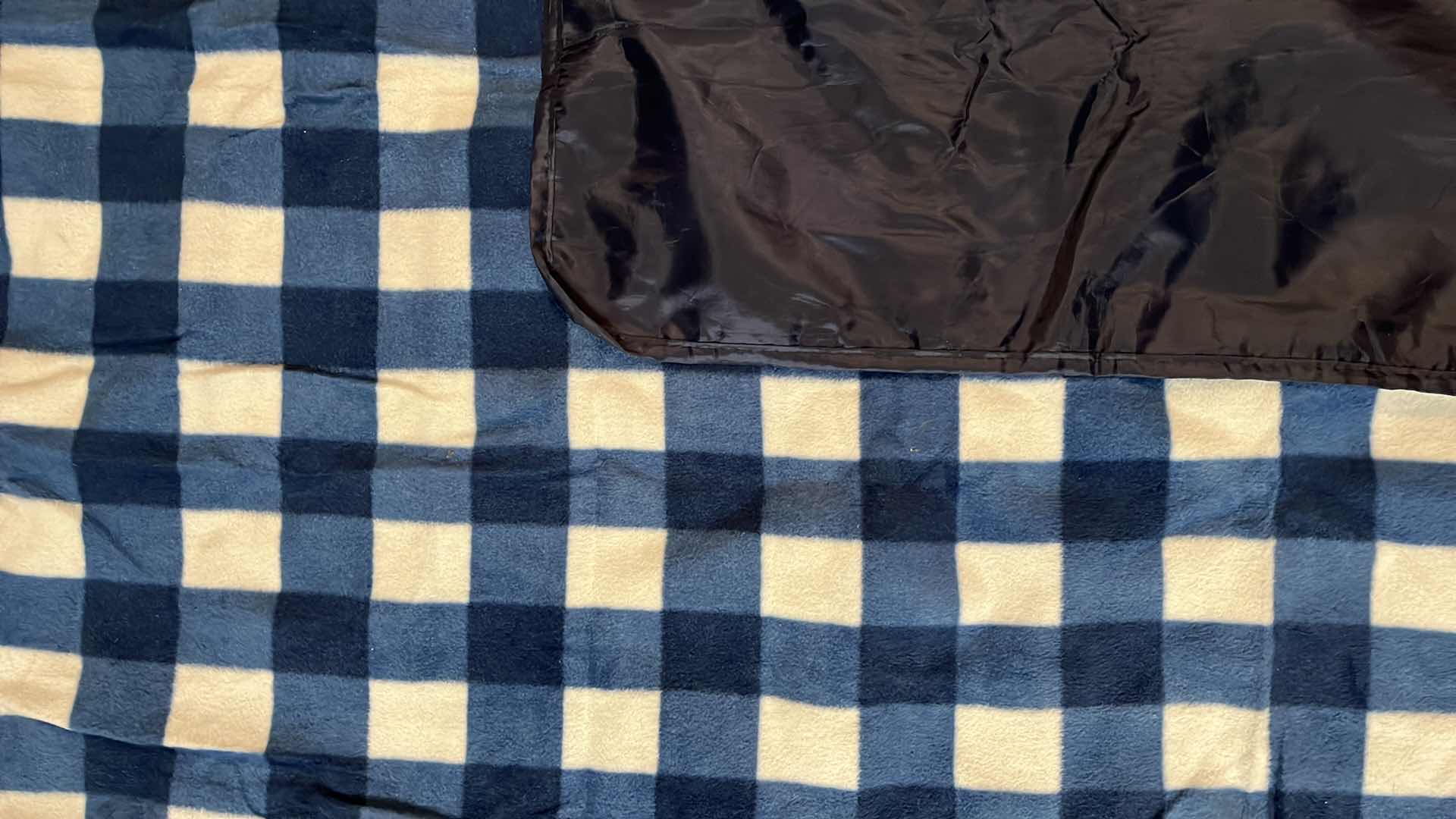 Photo 2 of BLUE PLAID OUTDOOR PICNIC BLANKET TOTE 48” X 58”