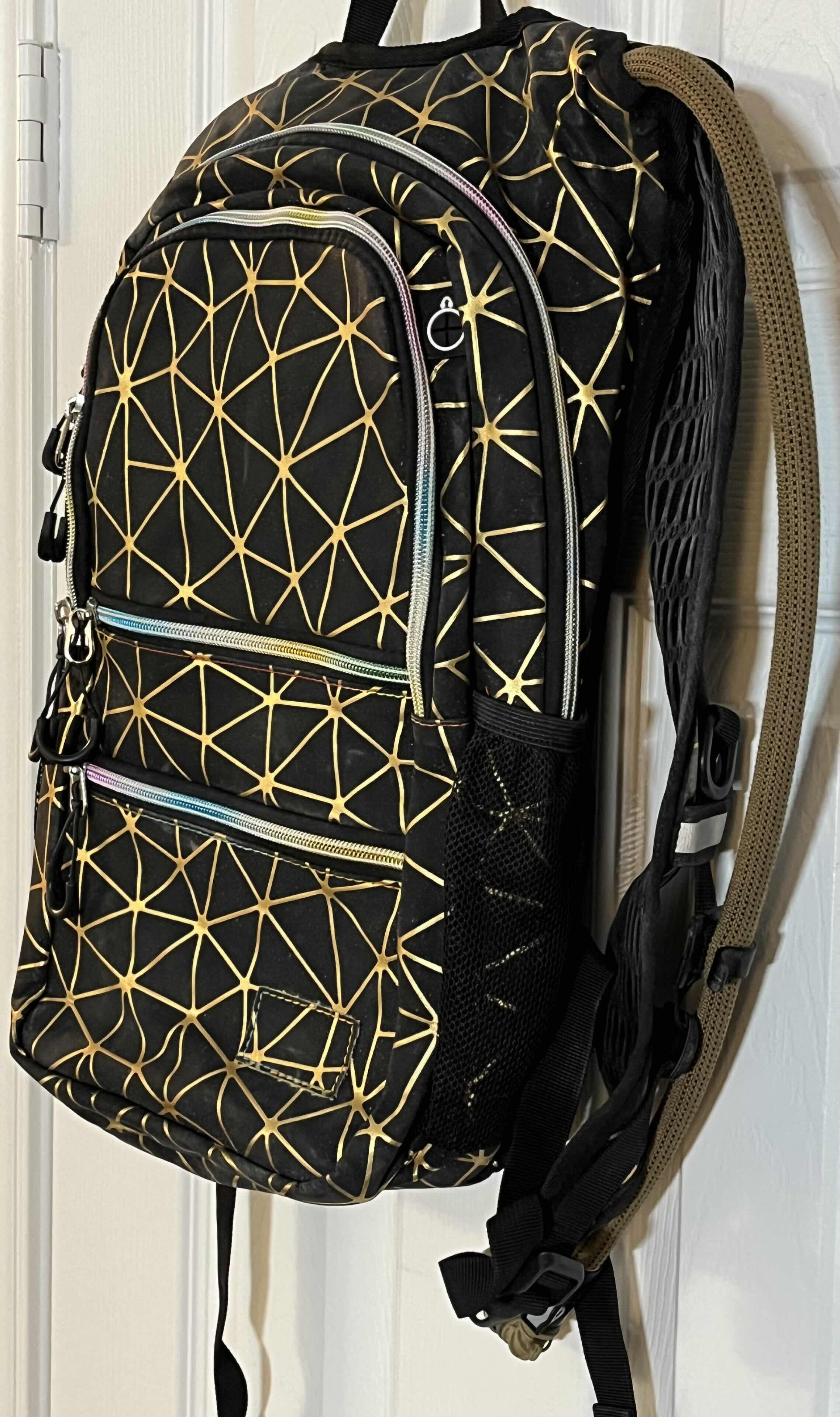 Photo 2 of RAVE RUNNER STYLE BLACK W GOLD & RAINBOW HYDRATION BACKPACK W 3LITER BLADDER