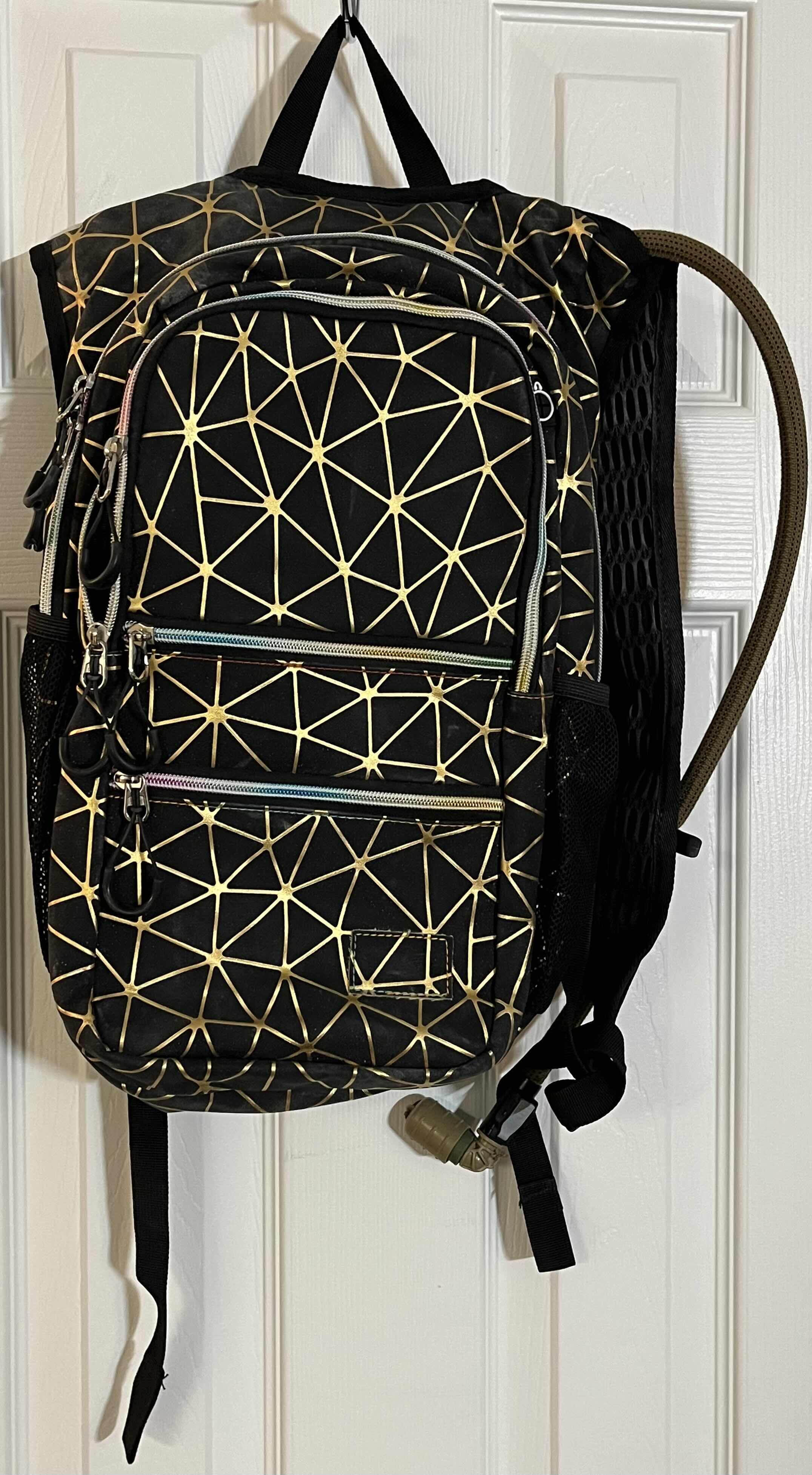 Photo 1 of RAVE RUNNER STYLE BLACK W GOLD & RAINBOW HYDRATION BACKPACK W 3LITER BLADDER