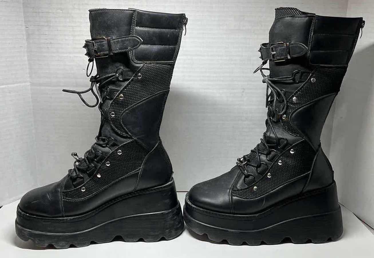 Photo 6 of PUNK ROCK STYLE 14” HIGH BLACK LEATHER PLATFORM BOOTS WOMENS SIZE 8/8.5