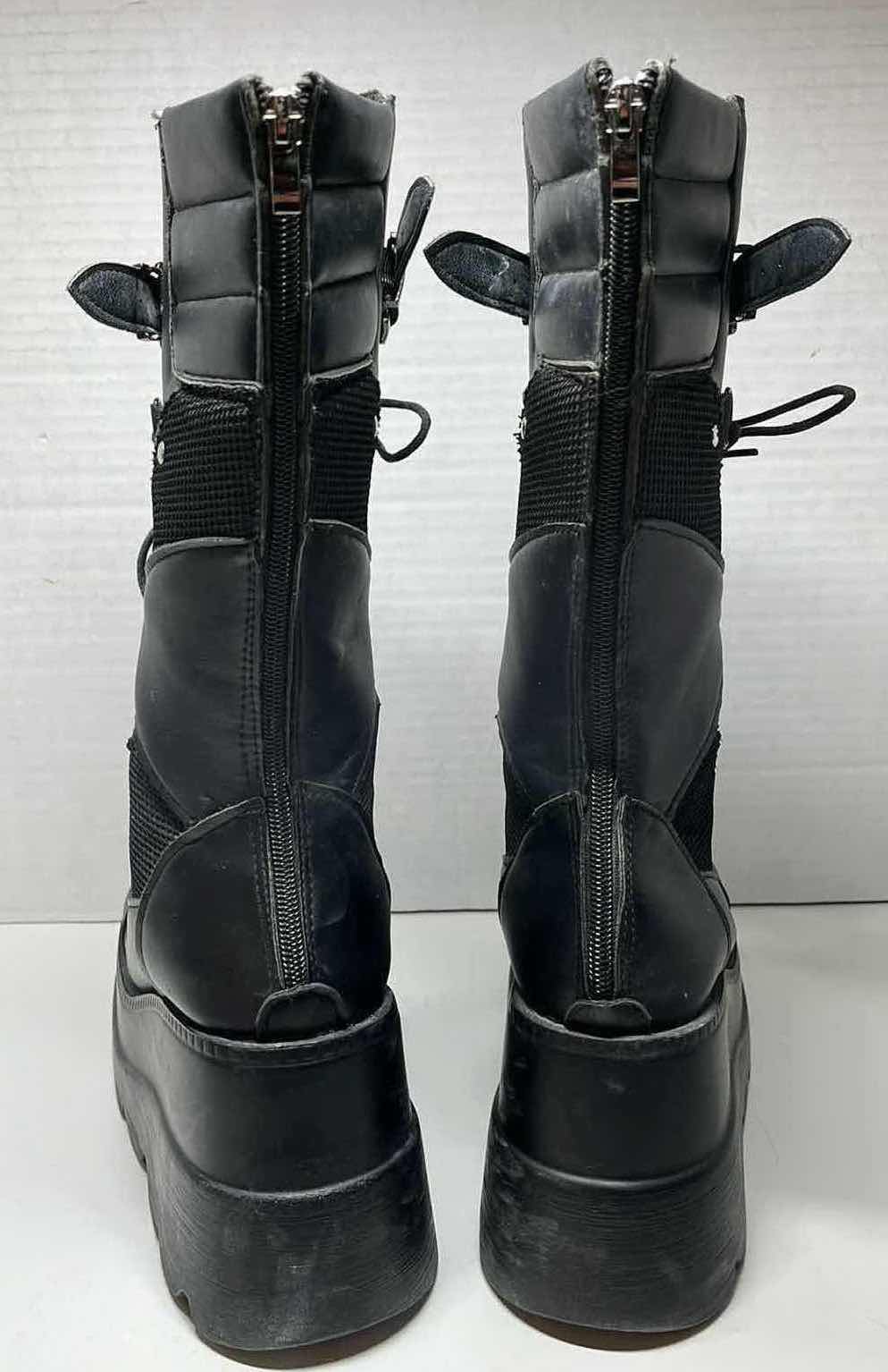 Photo 5 of PUNK ROCK STYLE 14” HIGH BLACK LEATHER PLATFORM BOOTS WOMENS SIZE 8/8.5