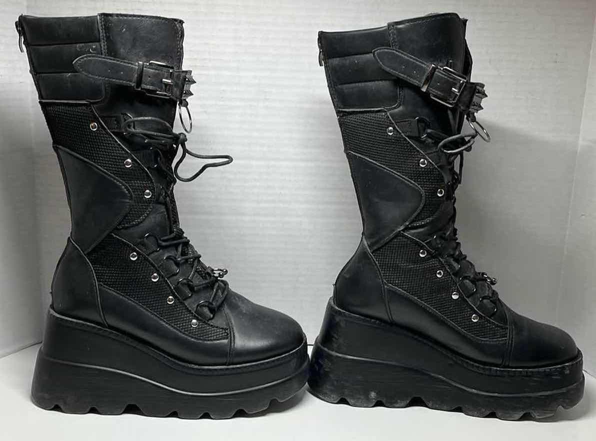 Photo 4 of PUNK ROCK STYLE 14” HIGH BLACK LEATHER PLATFORM BOOTS WOMENS SIZE 8/8.5