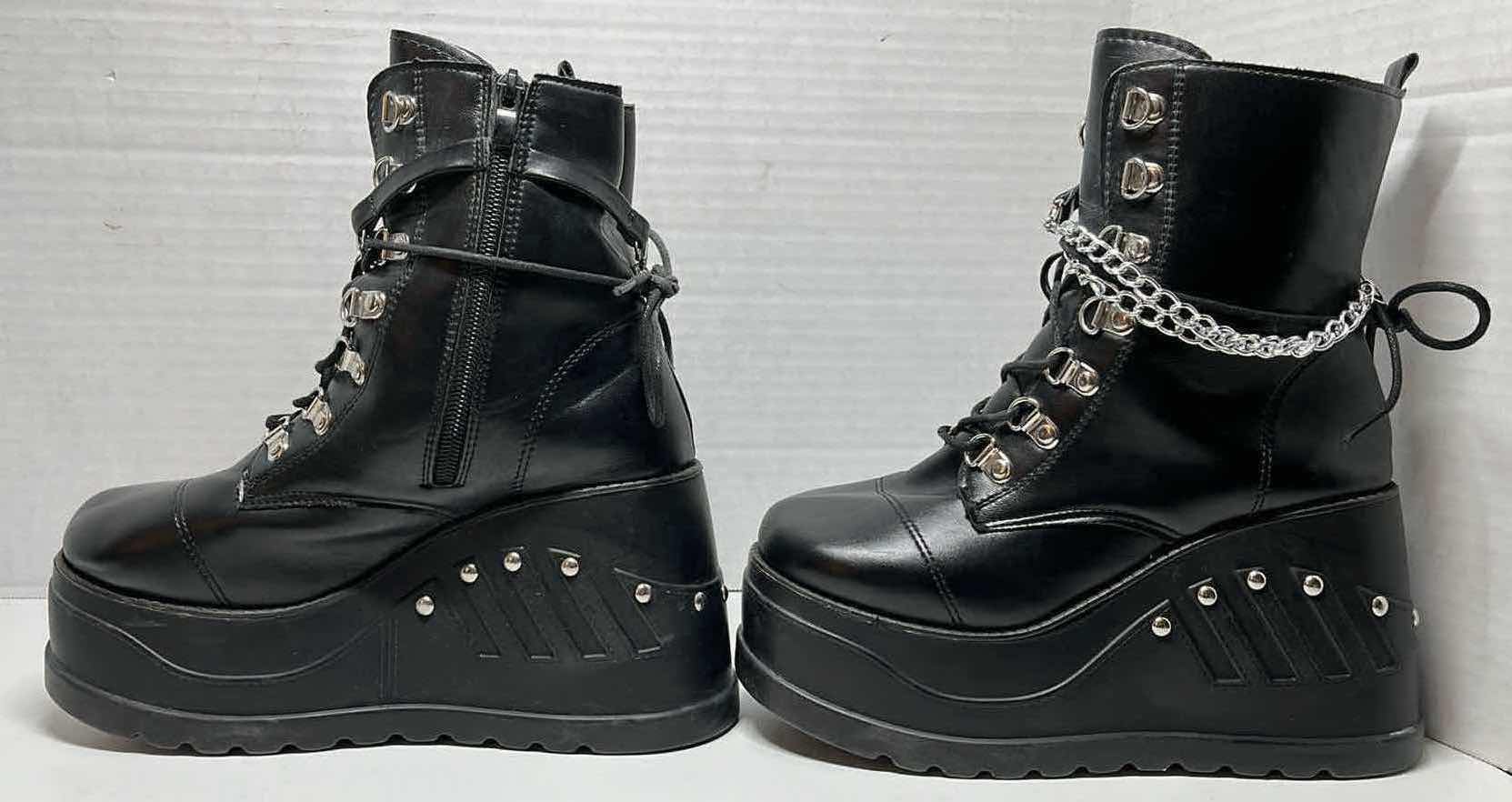 Photo 6 of ROCKER STYLE 10” HIGH BLACK LEATHER PLATFORM BOOTS WOMENS SIZE 39/8