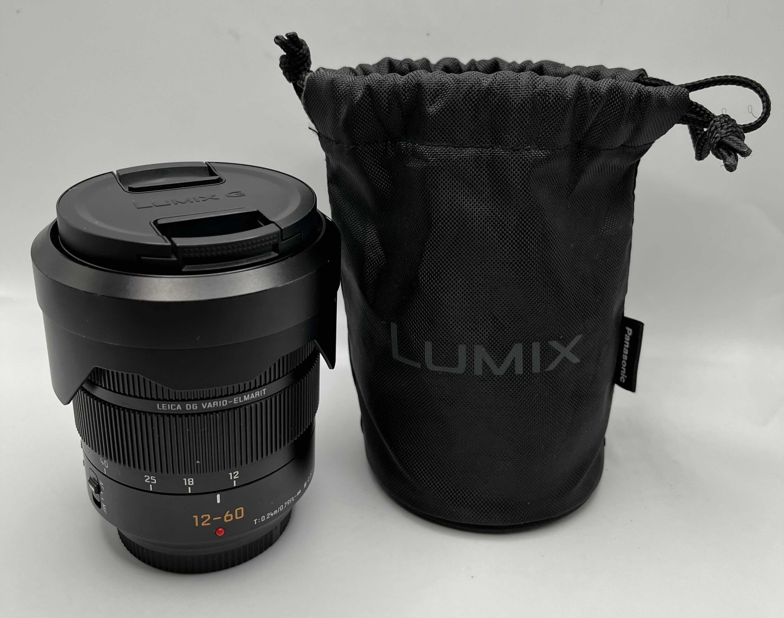 Photo 1 of PANASONIC LUMIX G SERIES LEICA DG VARIO-ELMARIT 1:2.8-4.0 12-60MM ASPH DUAL I.S 2.0 POWER O.I.S H-ES12060 W LUMIX SOFT CASE