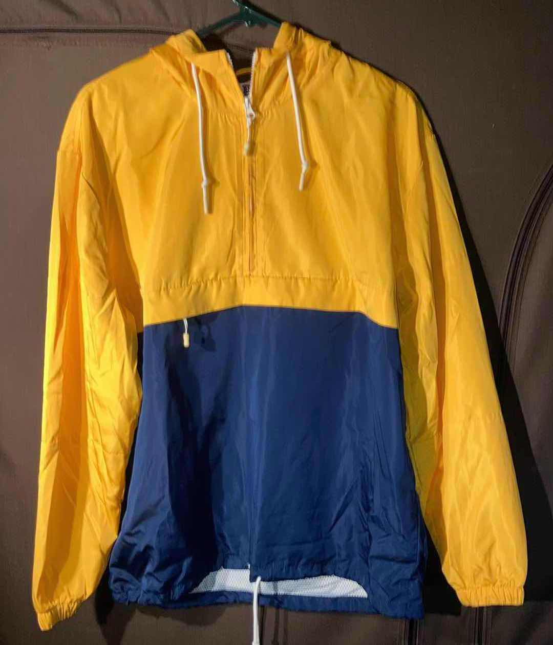 Photo 2 of H&M DIVIDED YELLOW & BLUE HOODED ANORAK JACKET MEN’S SIZE M