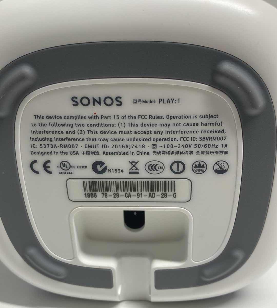 Photo 6 of SONOS COMPACT WIRELESS MUSIC STREAMING SPEAKER MODEL PLAY1