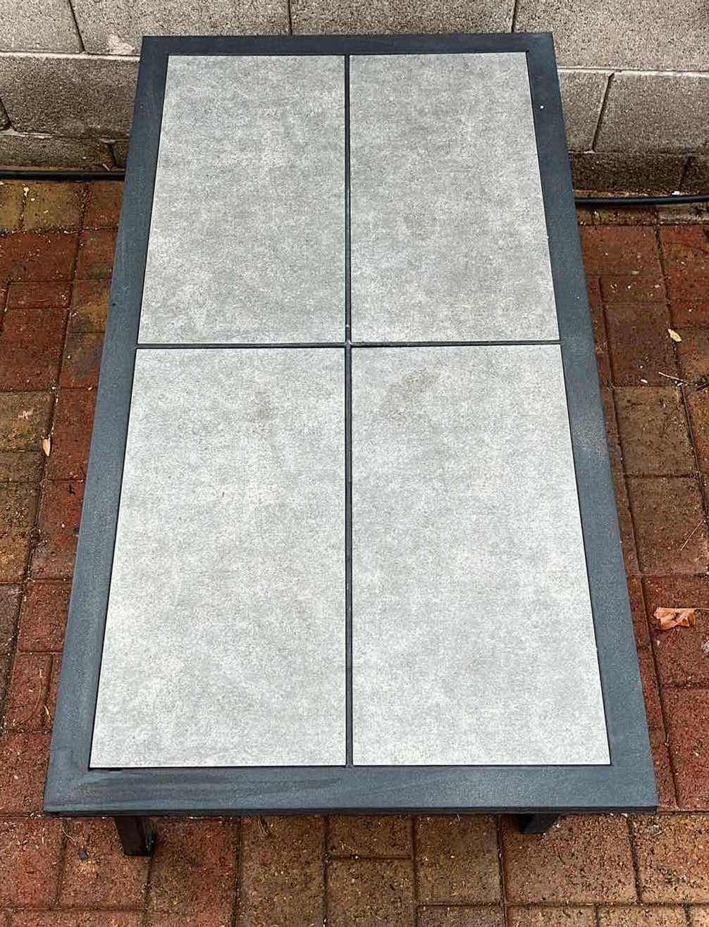 Photo 4 of STONE TILE TOP MATTE BLACK METAL FRAME PATIO COFFEE TABLE 51” X 28” H17”