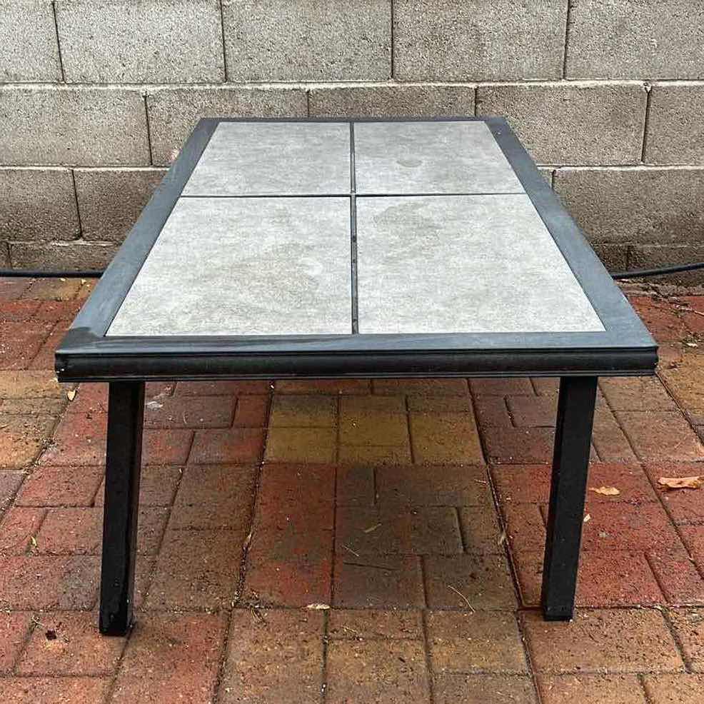 Photo 3 of STONE TILE TOP MATTE BLACK METAL FRAME PATIO COFFEE TABLE 51” X 28” H17”