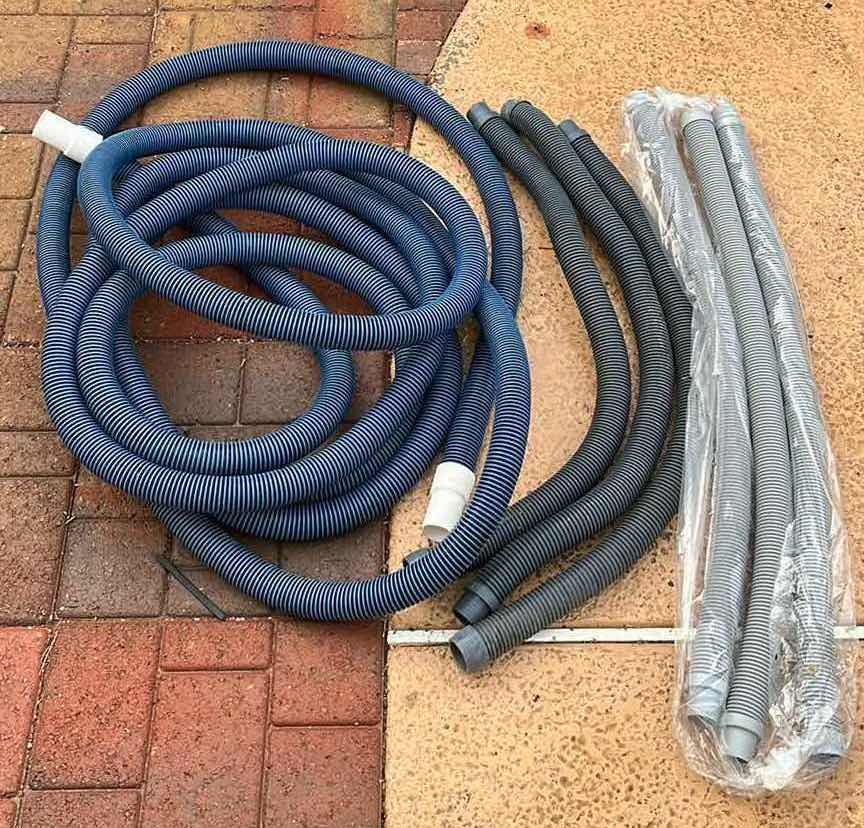 Photo 4 of AQUA EZ PRO 14” CONCRETE VACUUM HEAD W POOL CLEANING HOSES (7)- VARIOUS SIZES