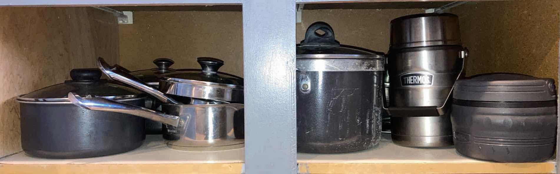 Photo 1 of CONTENTS OF CABINET- POTS & PANS W LIDS