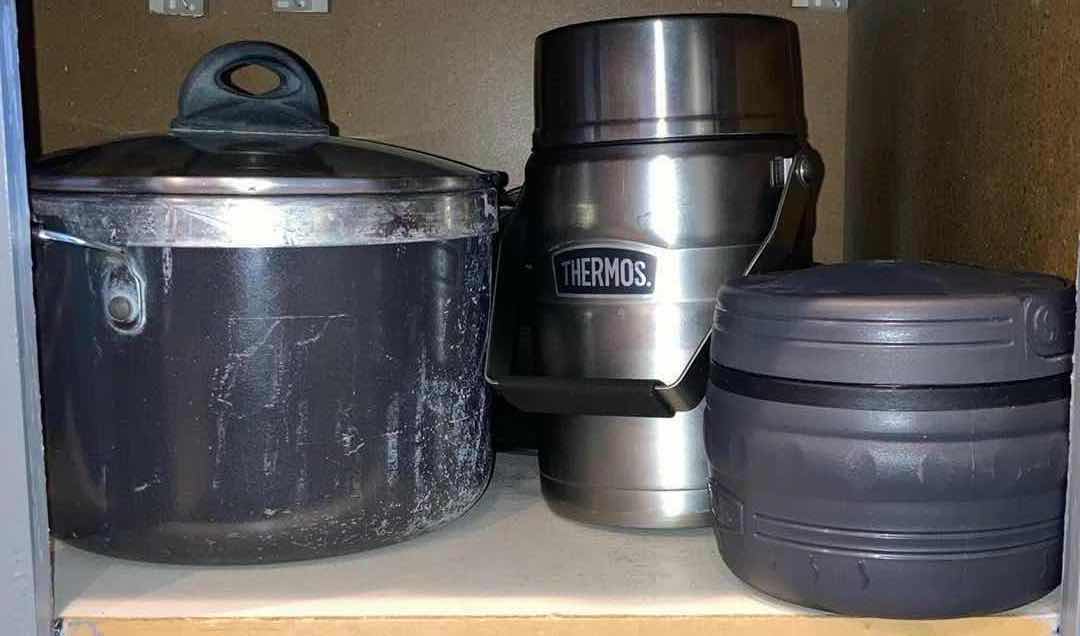 Photo 3 of CONTENTS OF CABINET- POTS & PANS W LIDS