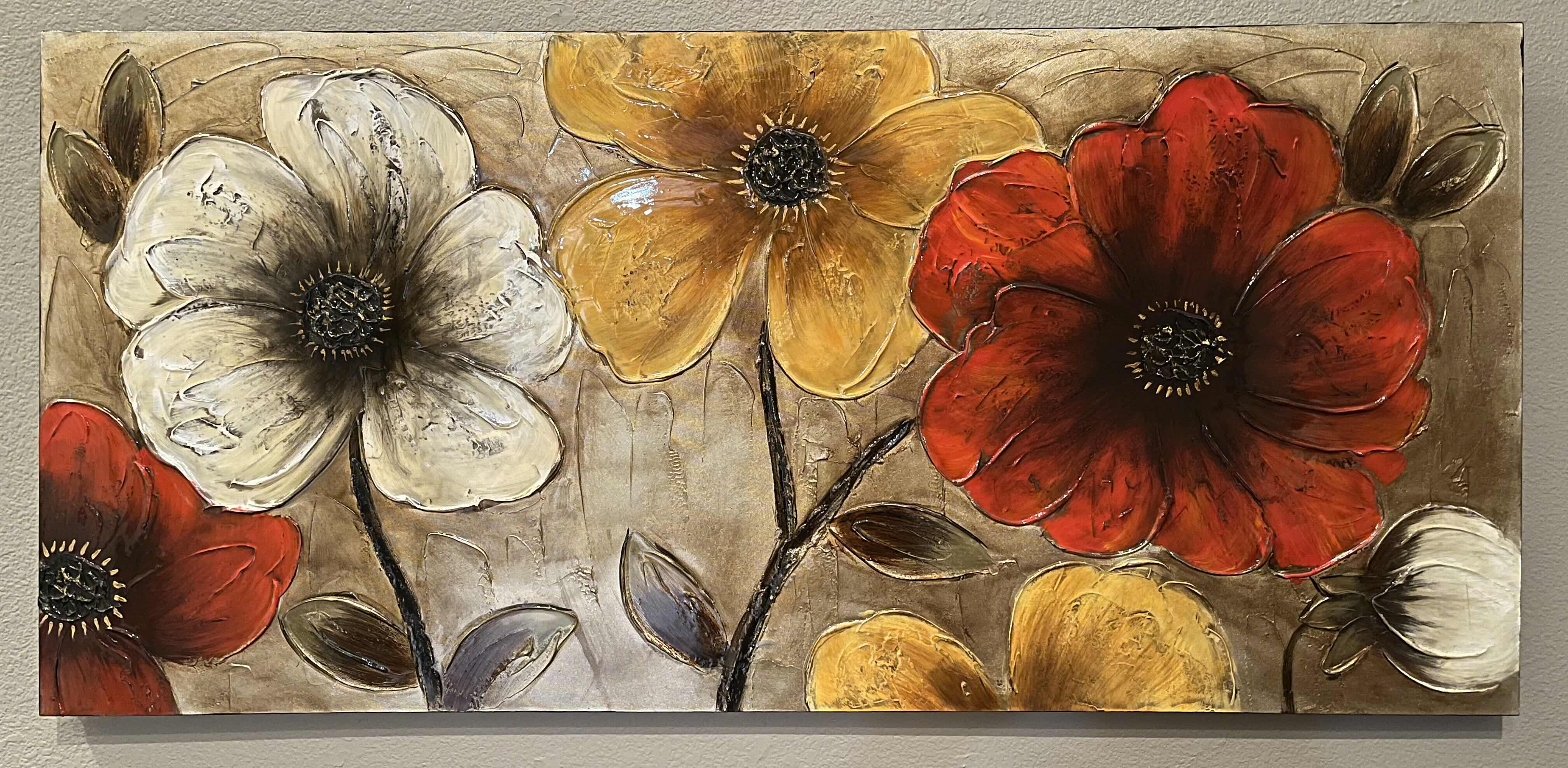 Photo 1 of BED BATH & BEYOND ART FLORAL VINYL CANVAS ARTWORK 59” X 27.6”