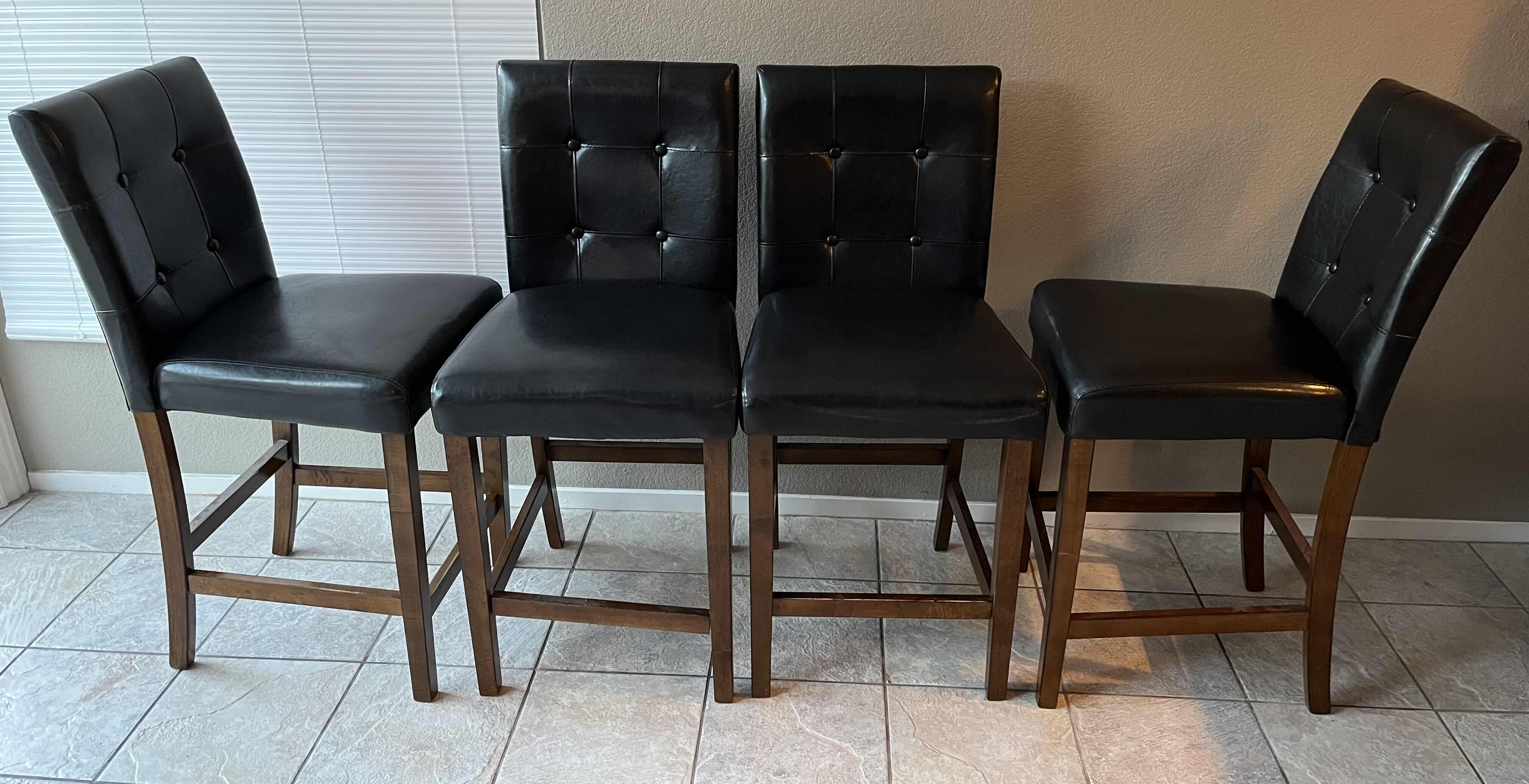 Photo 4 of ANDOVER COUNTER HEIGHT 5-PIECE DINING SET WITH FAUX MARBLE TOP TABLE AND 4 FAUX LEATHER CHAIRS MODEL DA7241