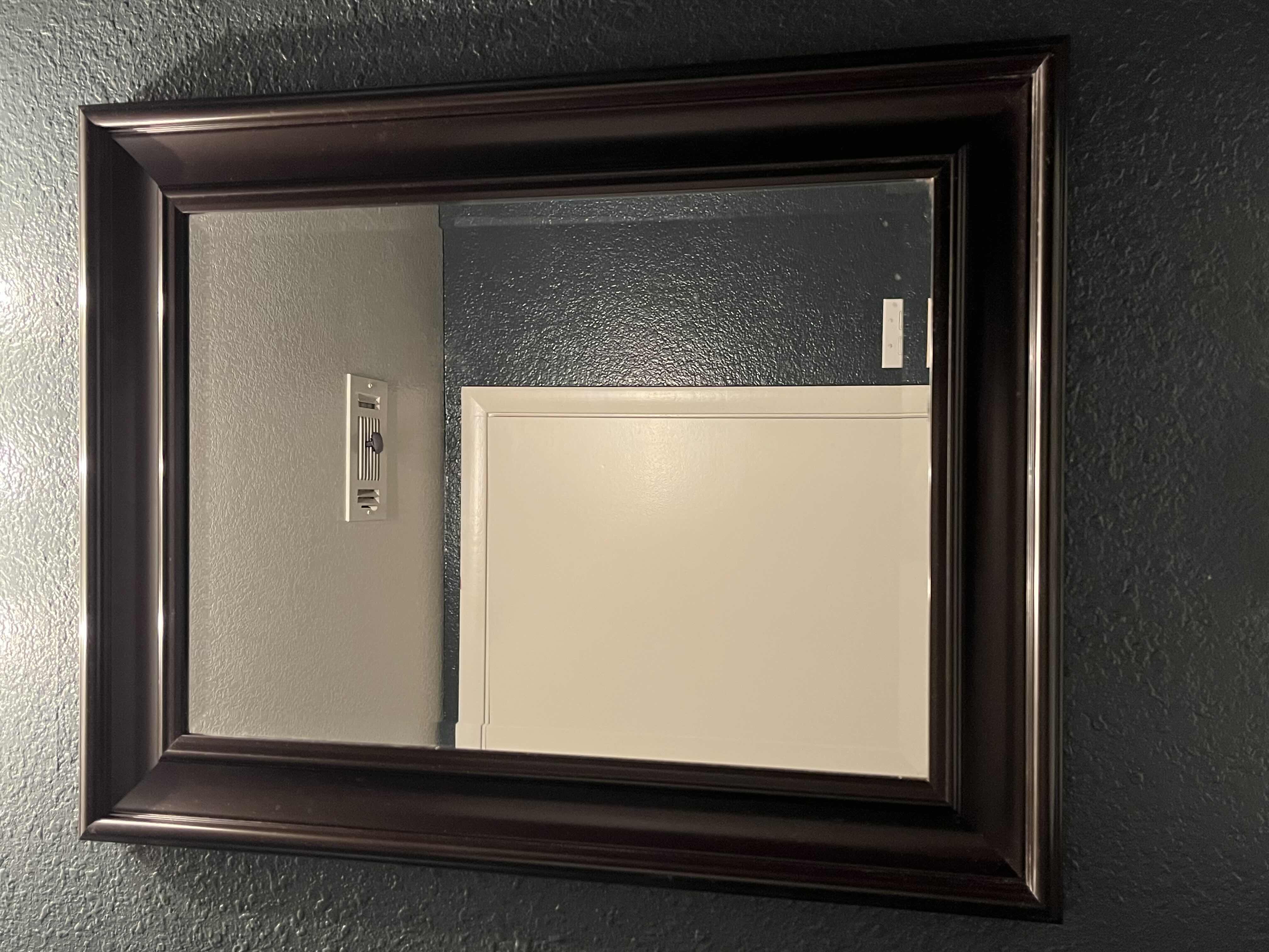 Photo 1 of MCS INDUSTRIES DARK BROWN FINISH RECTANGLE FRAMED MIRROR 21.25” X 27.25”