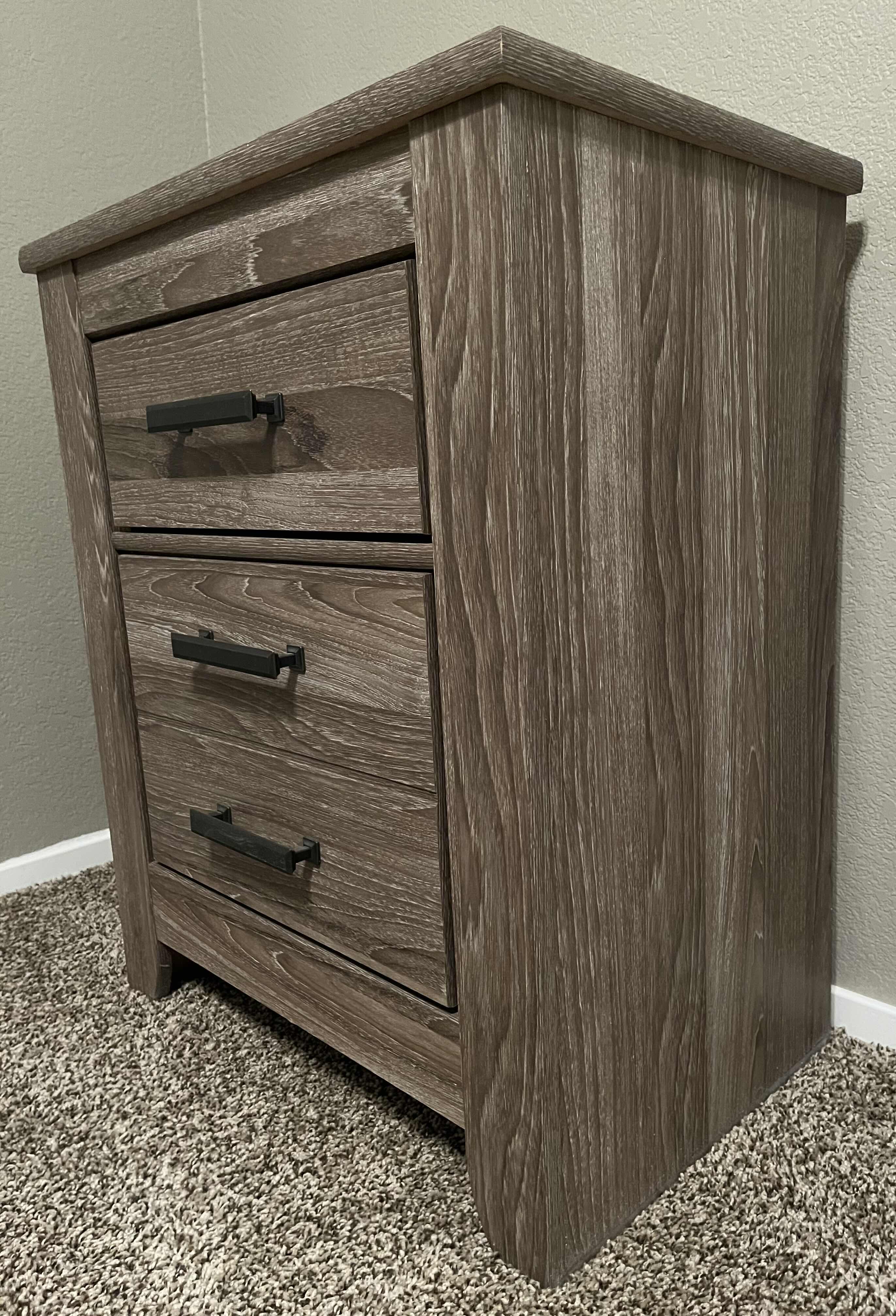 Photo 3 of ASHLEY FURNITURE ZELEN 2 DRAWER NIGHTSTAND 24” X 16.5” H29.5”