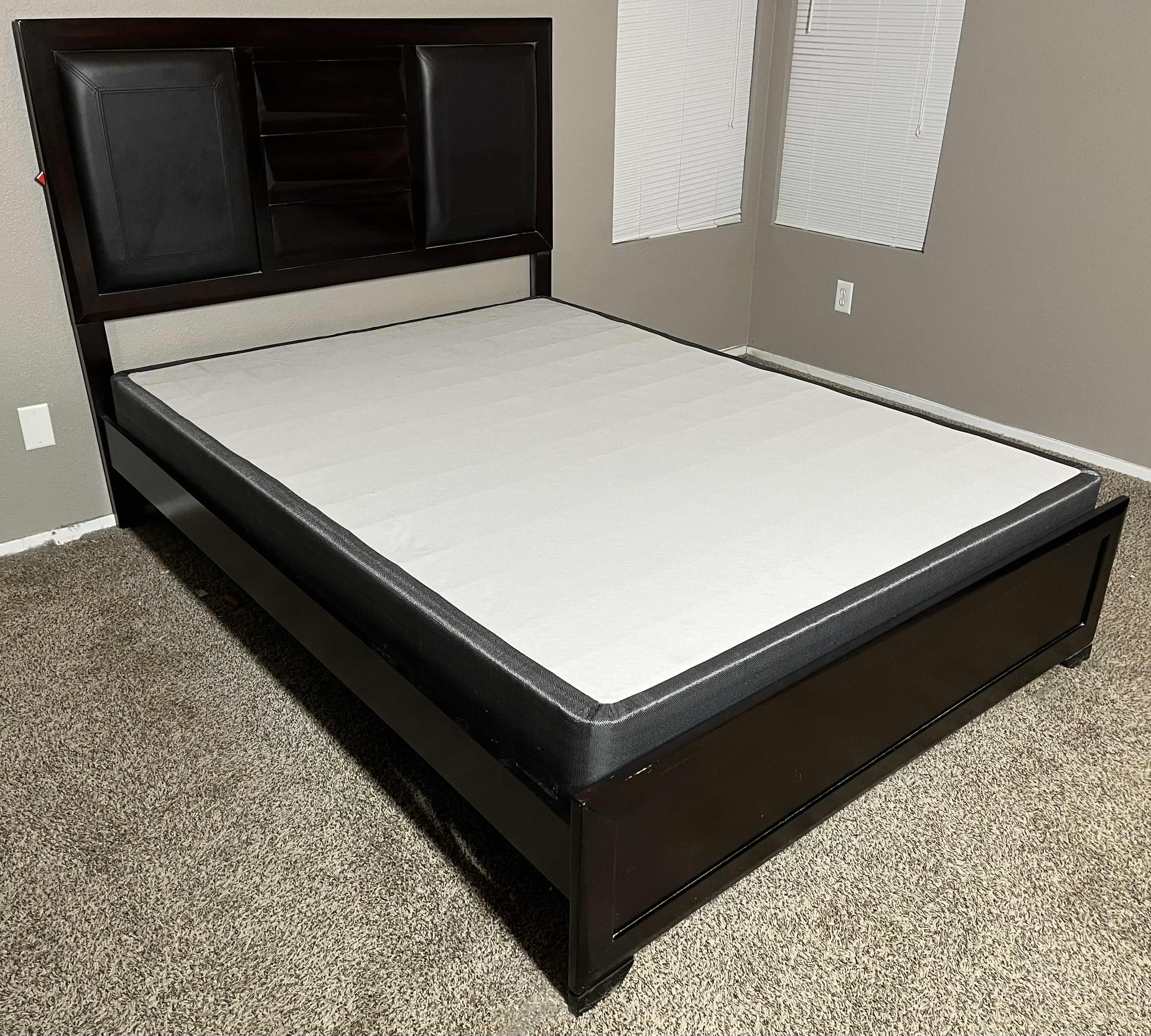 Photo 1 of COASTER FINE FURNITURE DARK ESPRESSO FINISH QUEEN BED FRAME W BOX SPRING & BEDDING