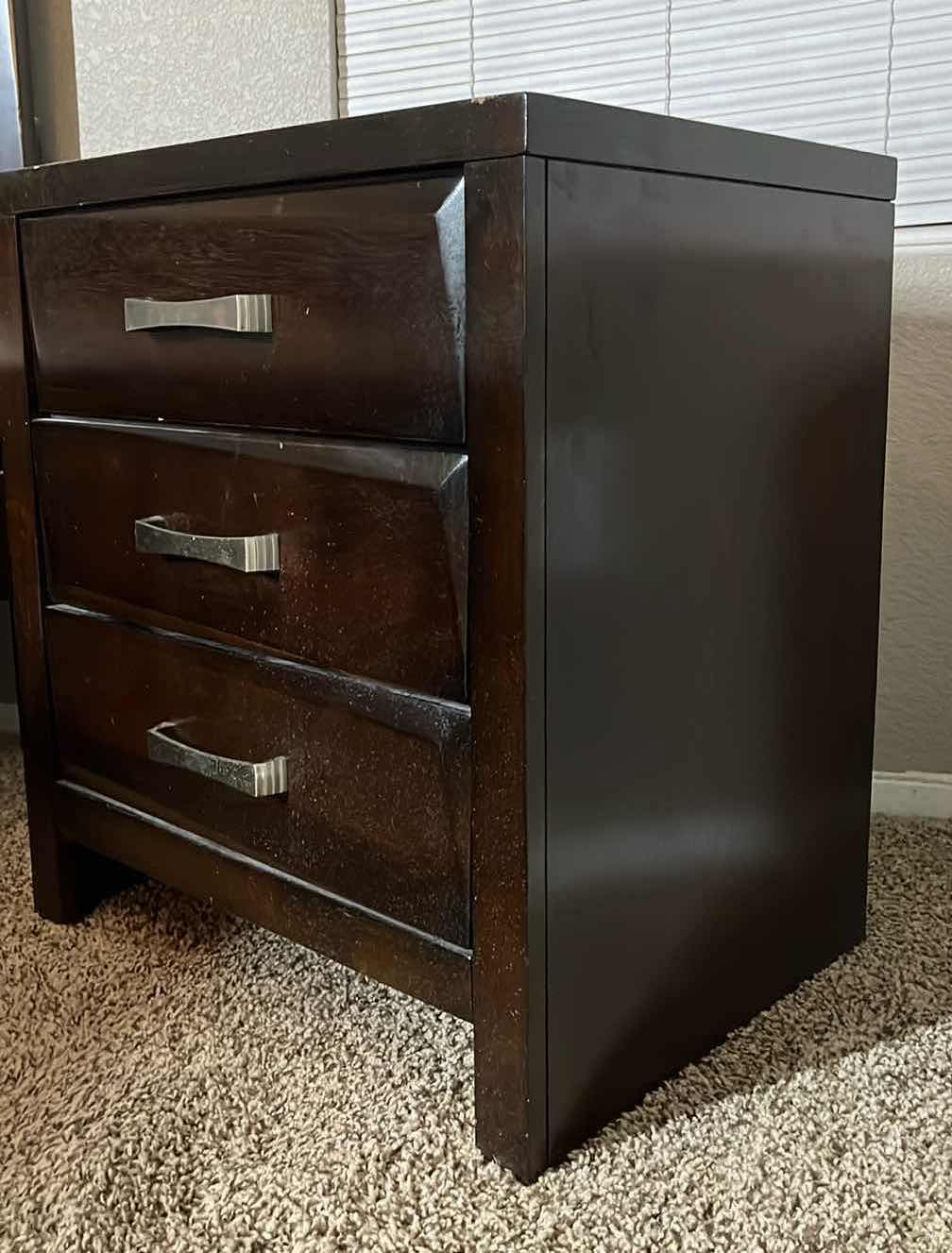 Photo 3 of COASTER FINE FURNITURE DARK ESPRESSO FINISH 3 DRAWER NIGHTSTAND 22” X 17” H25”