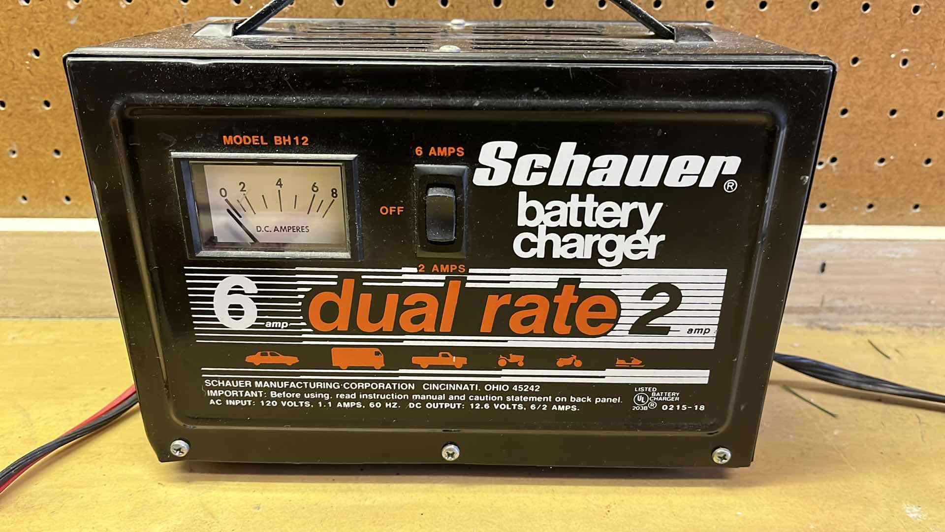 Photo 2 of SCHAUER DUAL RATE 2AMP & 6AMP VEHICLE BATTERY CHARGER MODEL BH12