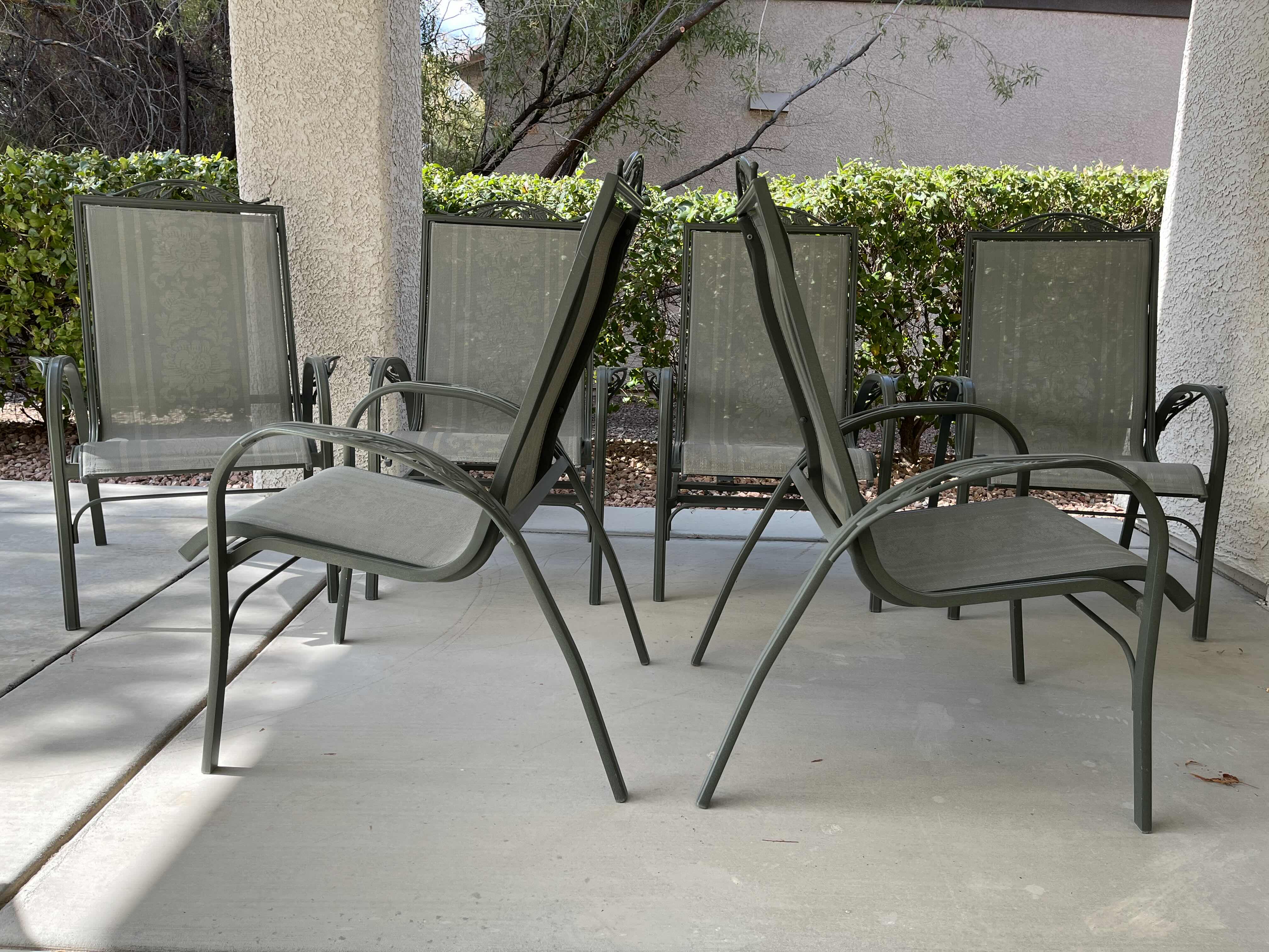 Photo 5 of MARTHA STEWART LEAF THEMED GREEN FINISH PATIO SET- 5.5’ TABLE W 6 CHAIRS