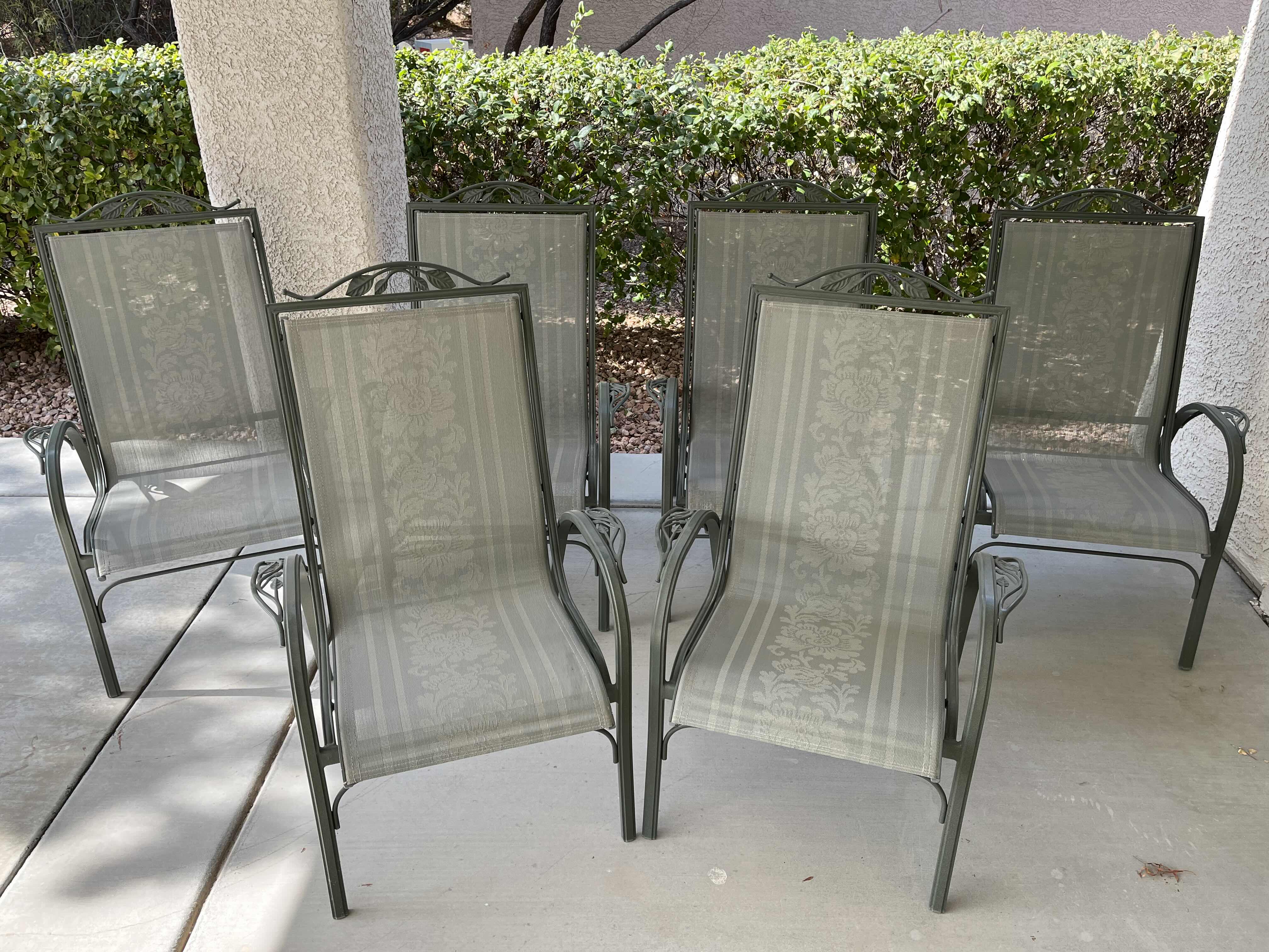 Photo 4 of MARTHA STEWART LEAF THEMED GREEN FINISH PATIO SET- 5.5’ TABLE W 6 CHAIRS