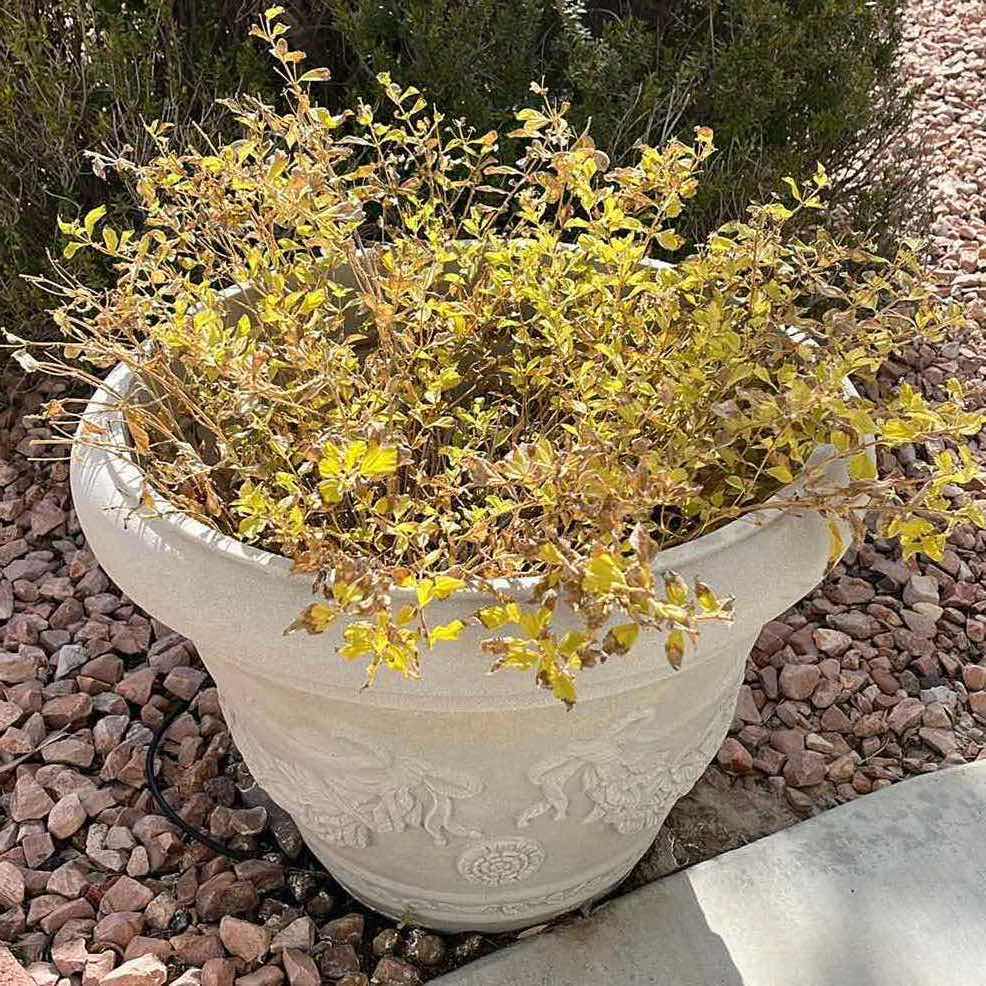 Photo 1 of FLORAL STONE FINISH RESIN PLANTER 24” X 18”