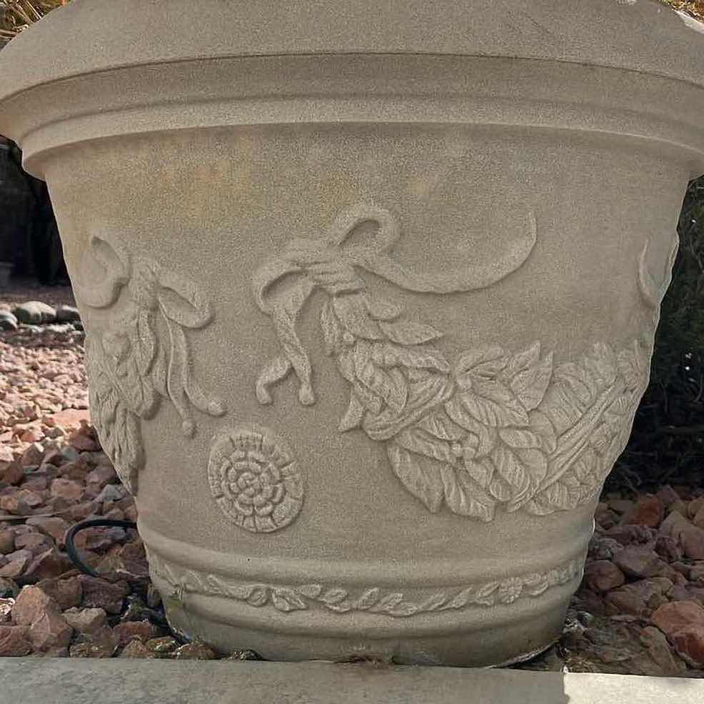 Photo 2 of FLORAL STONE FINISH RESIN PLANTER 24” X 18”