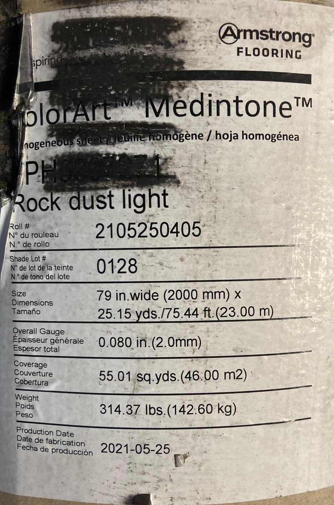 Photo 2 of ARMSTRONG FLOORING MEDINTONE ROCK DUST LIGHT FINISH VINYL SHEET GLUE DOWN FLOORING 495.09SQFT (READ NOTES)