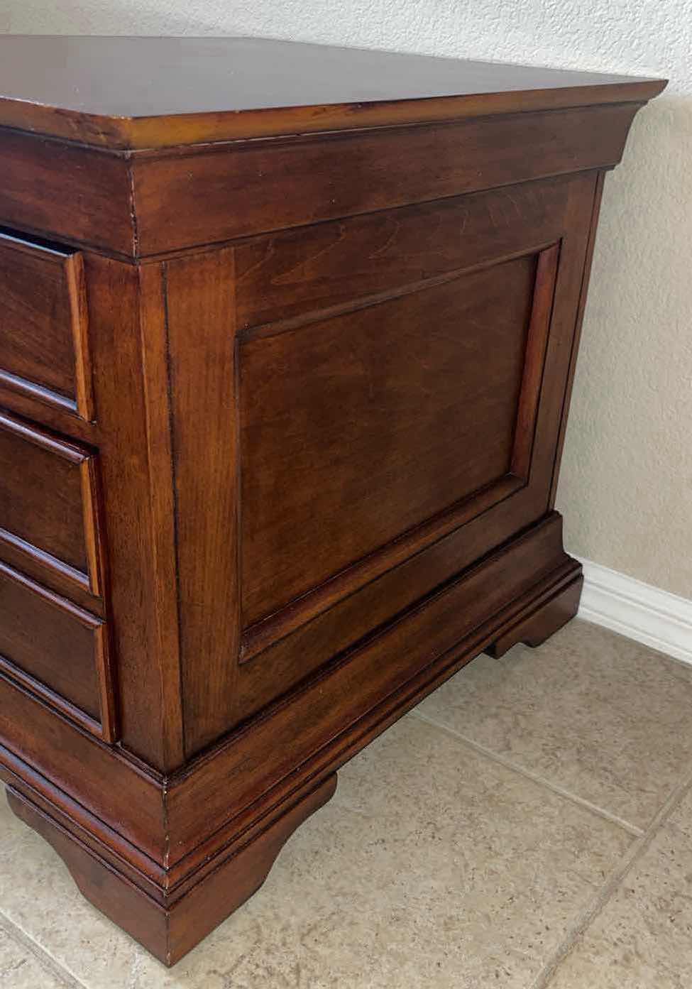 Photo 2 of PLUNKETT HOME FURNISHINGS WOOD NIGHT STAND/END TABLE W TWO DRAWERS 26” x 22” H24”