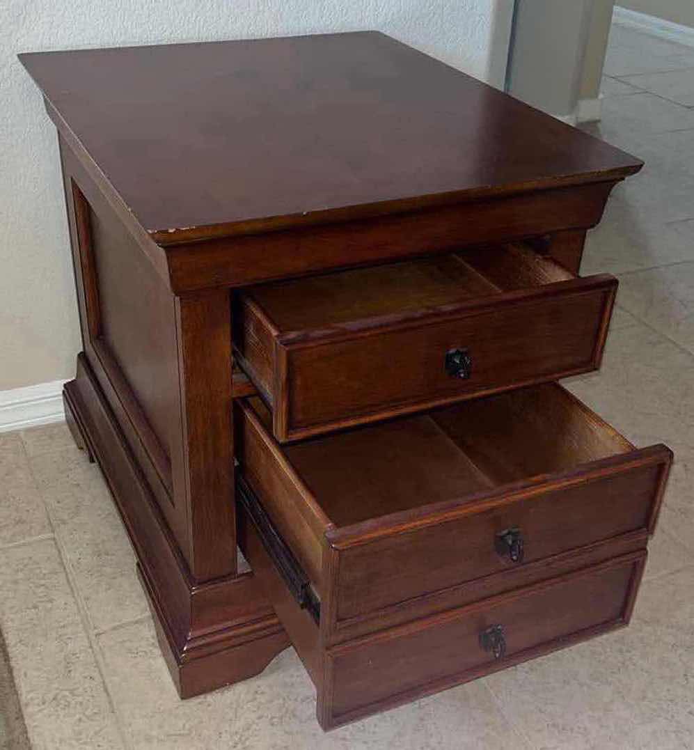 Photo 5 of PLUNKETT HOME FURNISHINGS WOOD NIGHT STAND/END TABLE W TWO DRAWERS 26” x 22” H24”