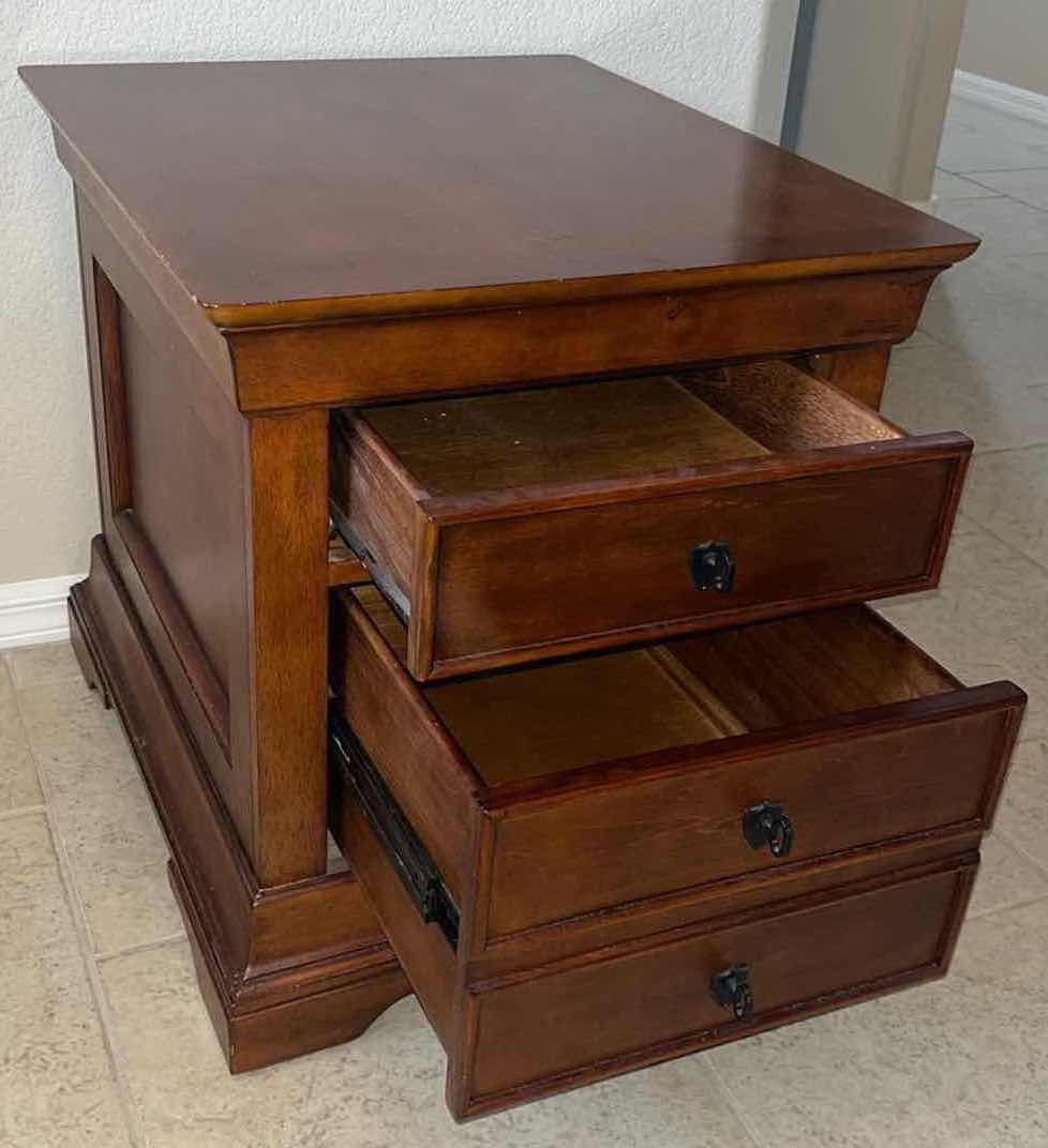 Photo 4 of PLUNKETT HOME FURNISHINGS WOOD NIGHT STAND/END TABLE W TWO DRAWERS 26” x 22” H24”